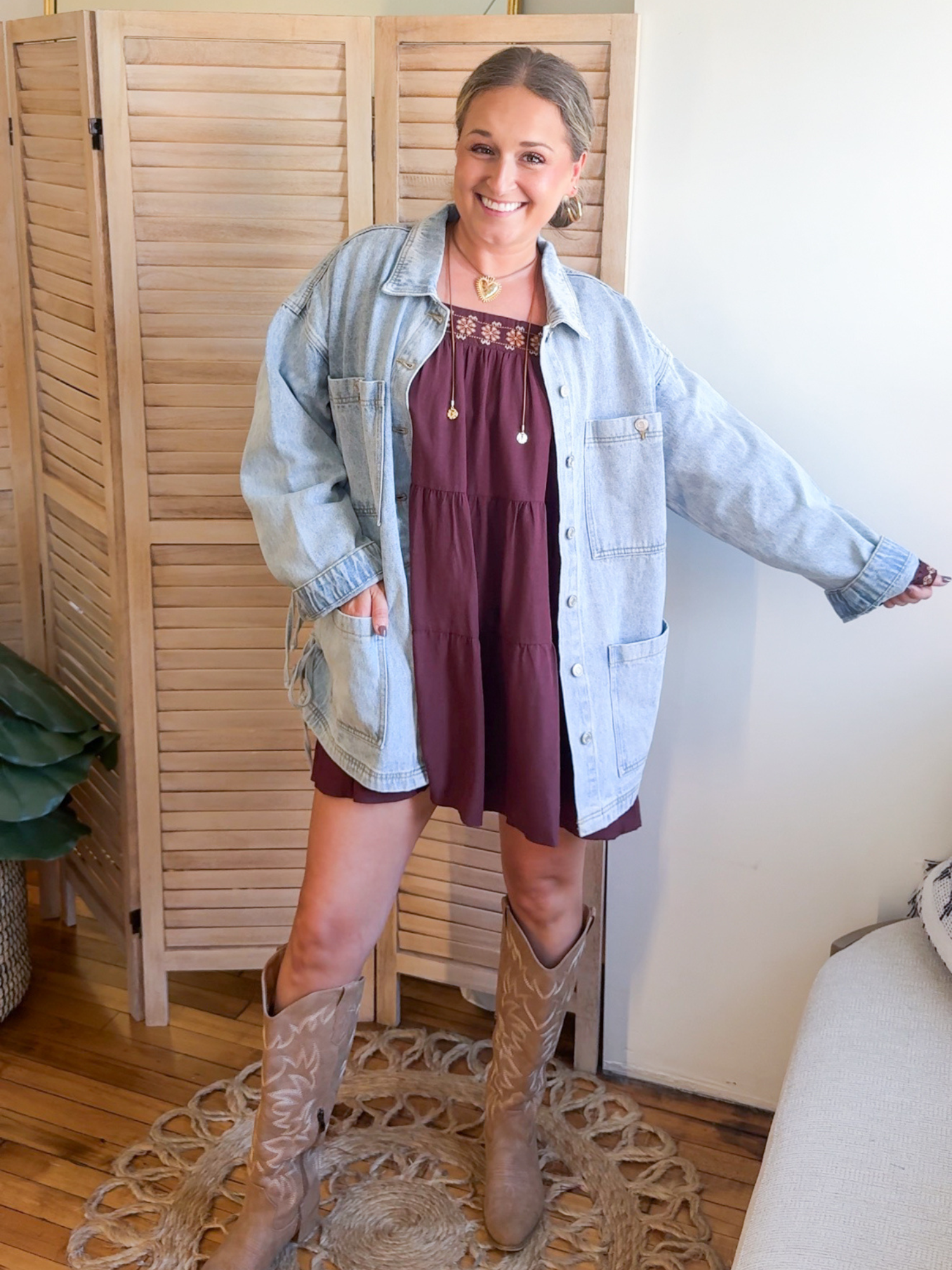 Oversized Side Tie Denim Jacket