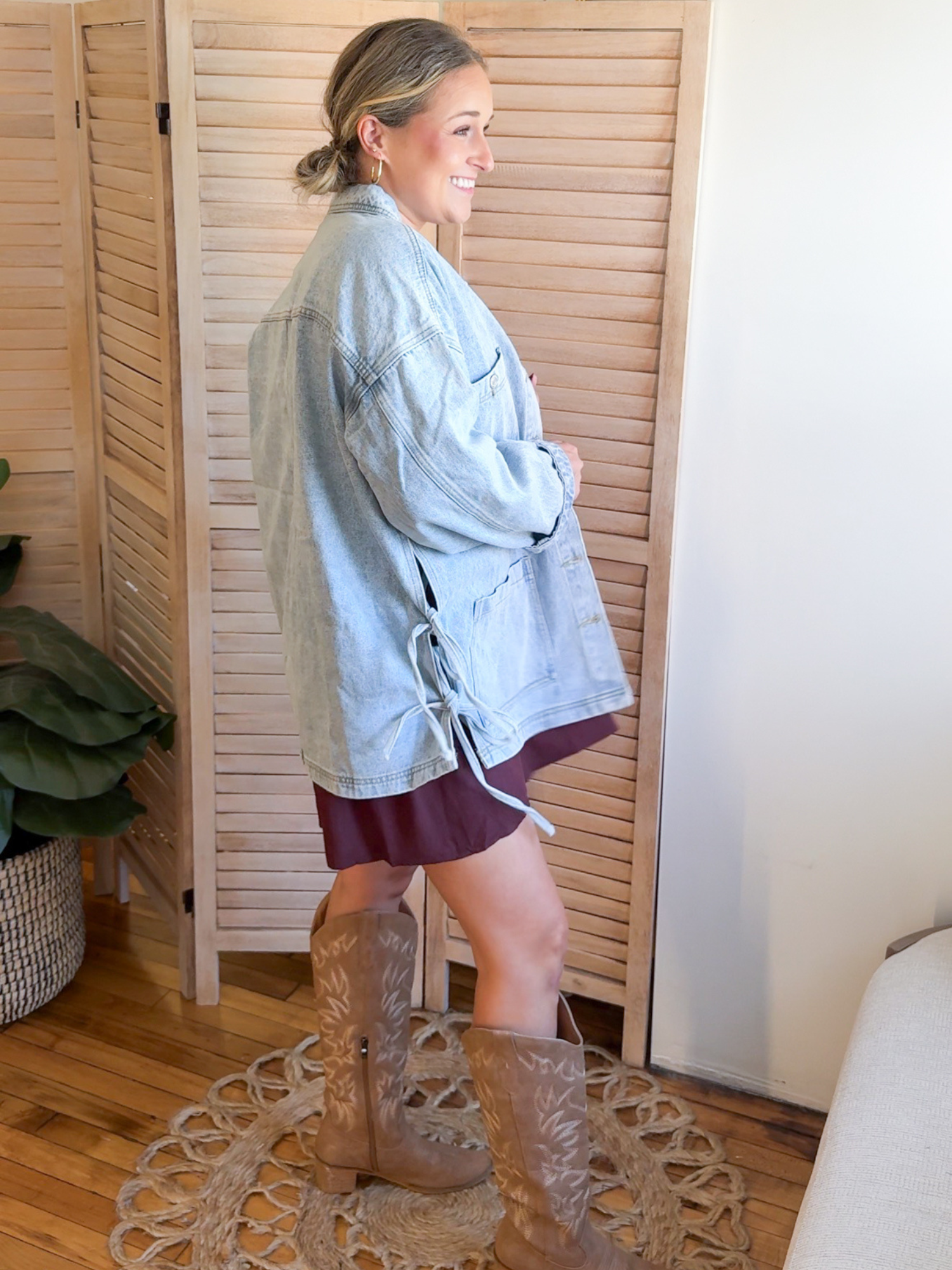Oversized Side Tie Denim Jacket