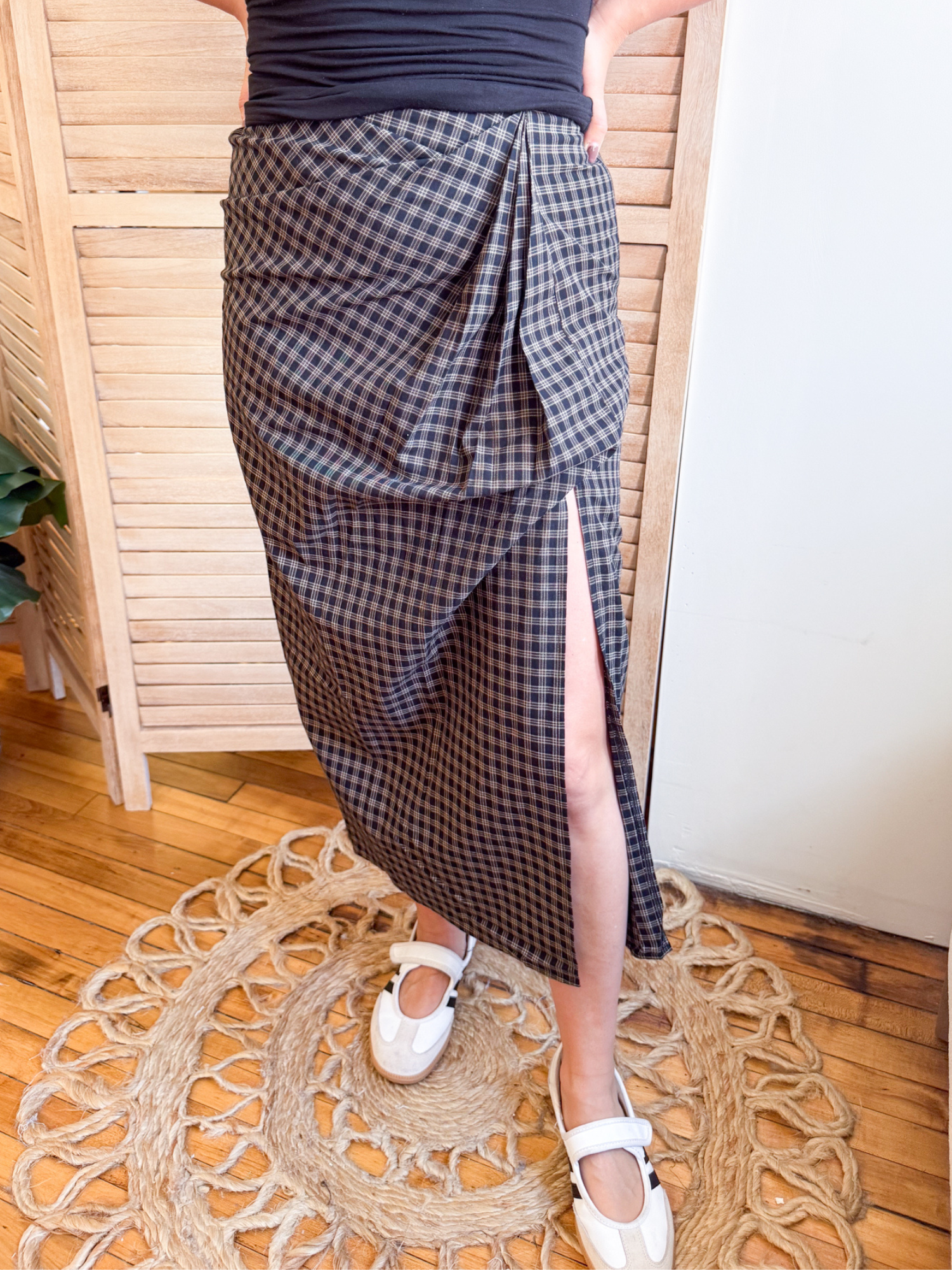 Gillian Gathered Slit Skirt