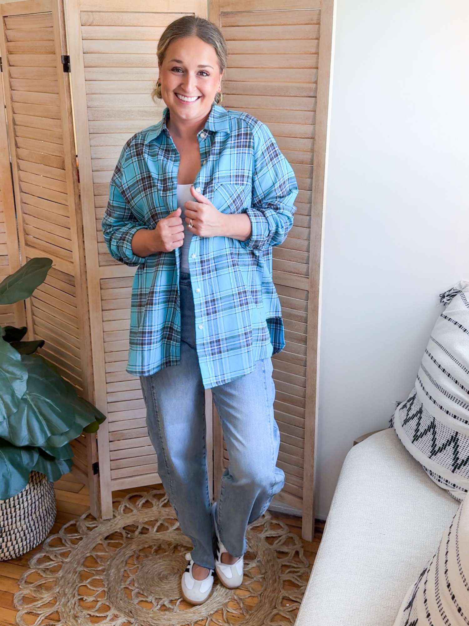 Blue Skies Plaid Button Down