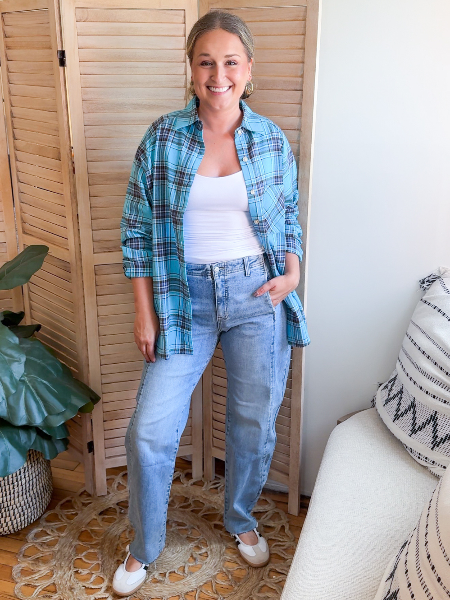 Blue Skies Plaid Button Down
