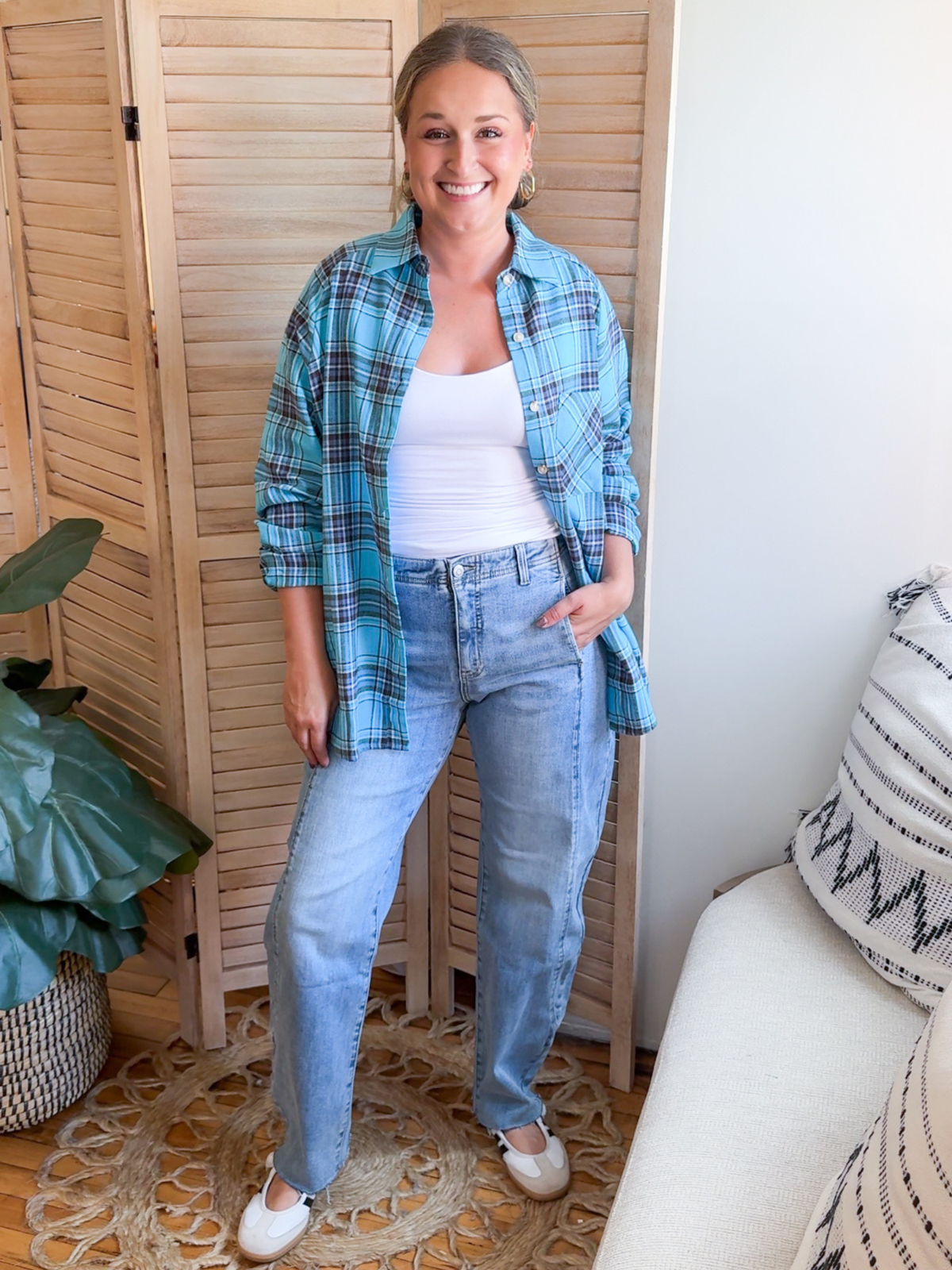 Blue Skies Plaid Button Down