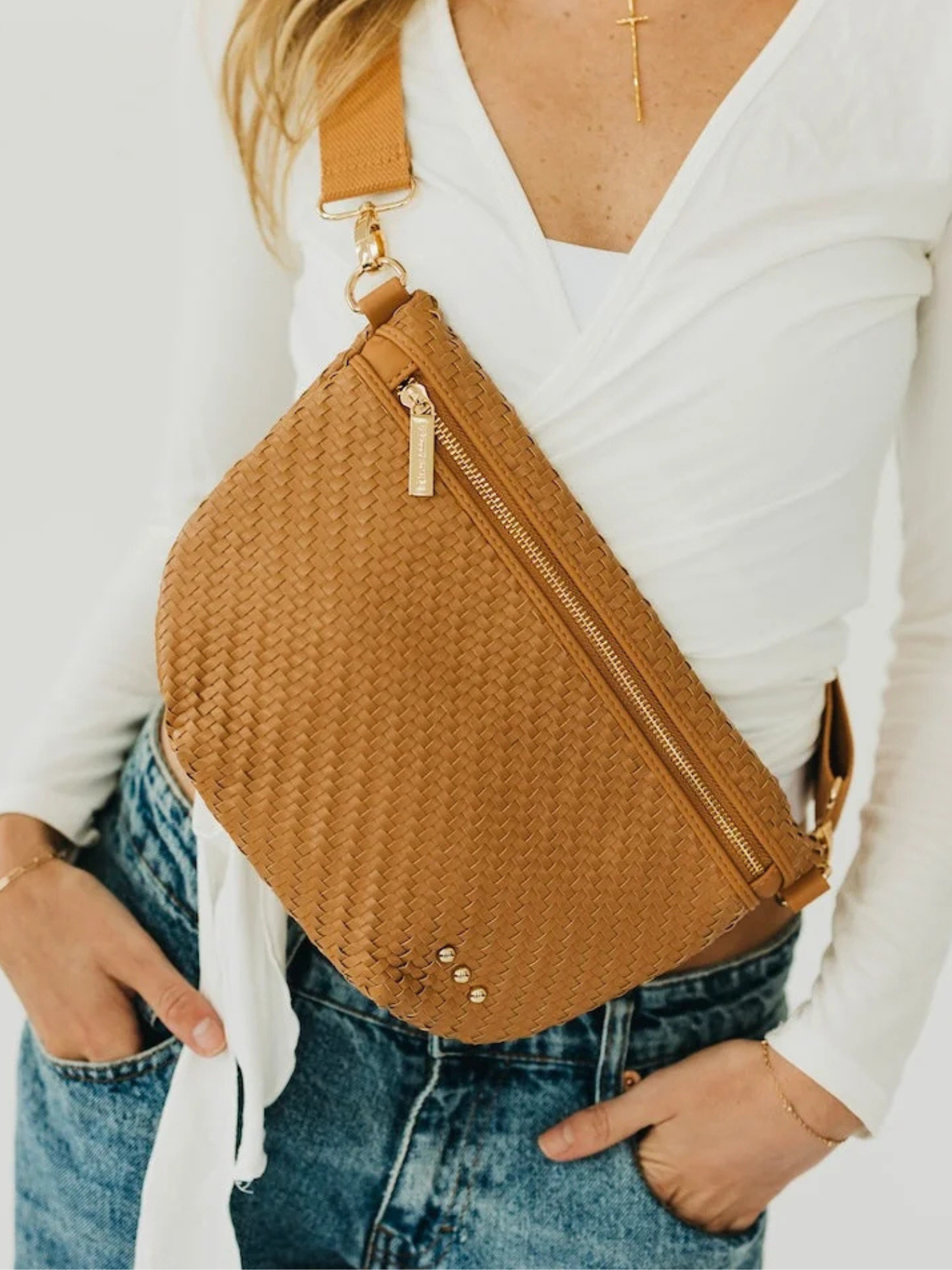 Westlyn Diagonal Woven Bum Bag - Brown