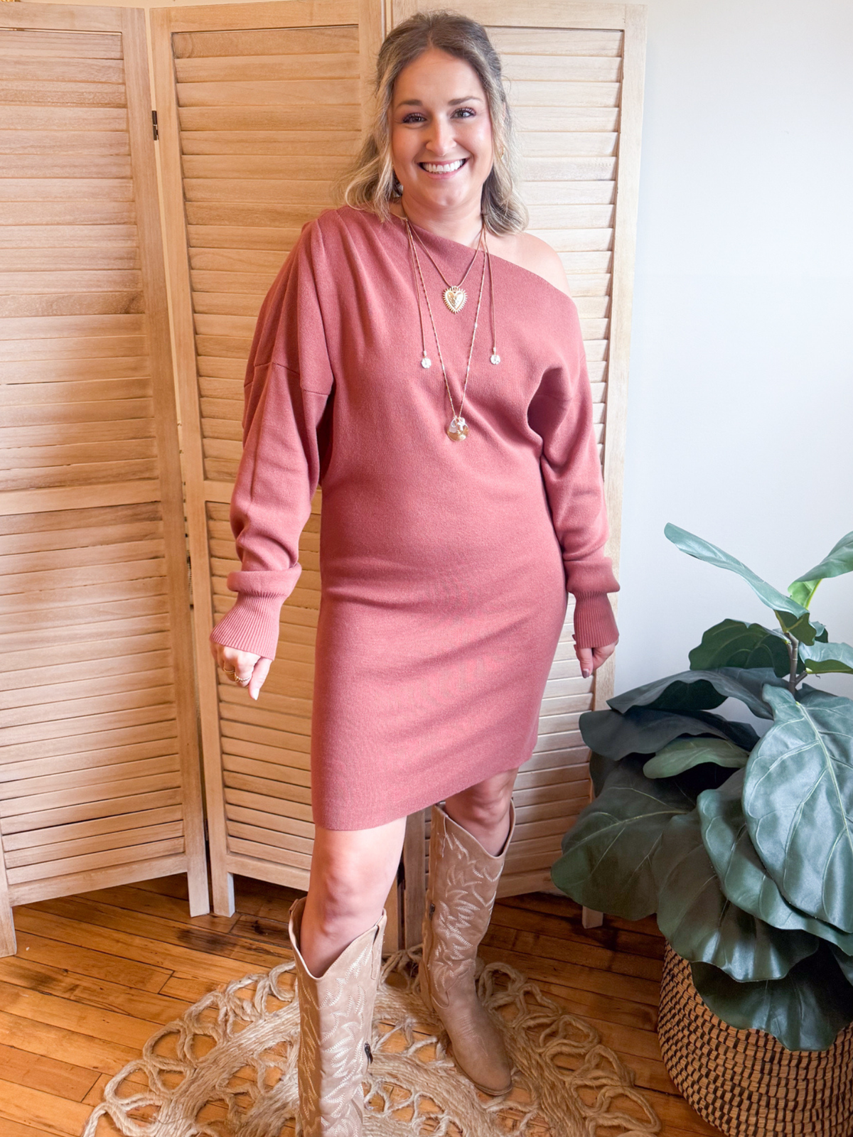 Lorraine Off Shoulder Knit Dress