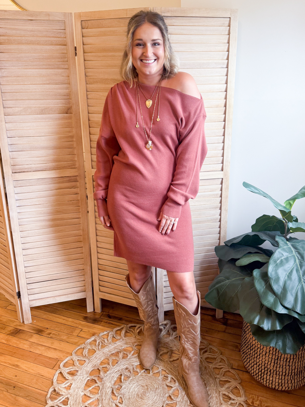 Lorraine Off Shoulder Knit Dress
