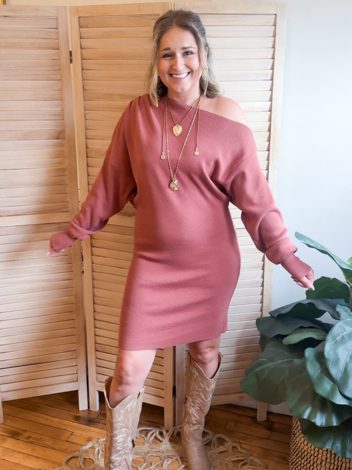 Lorraine Off Shoulder Knit Dress