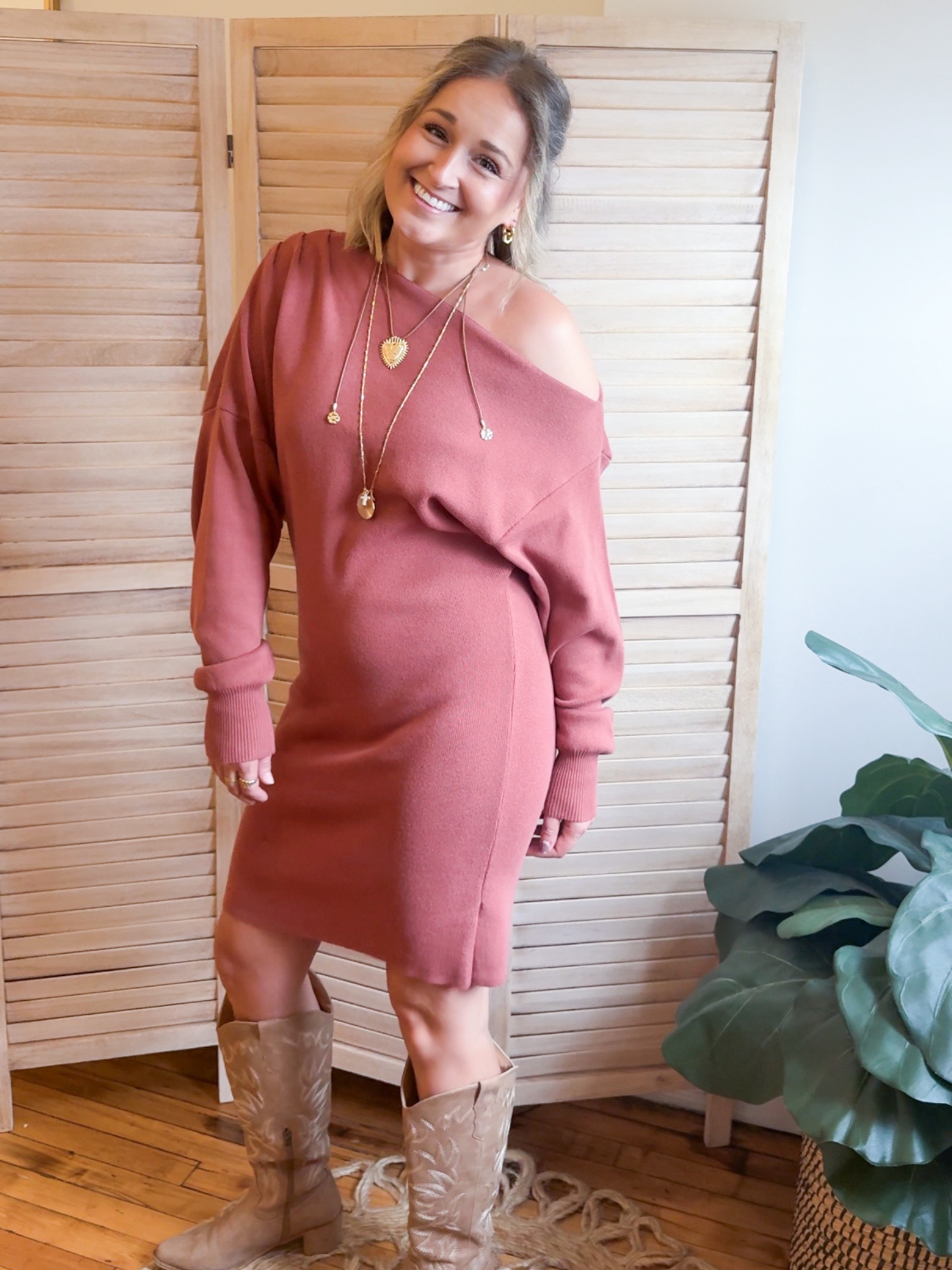 Lorraine Off Shoulder Knit Dress