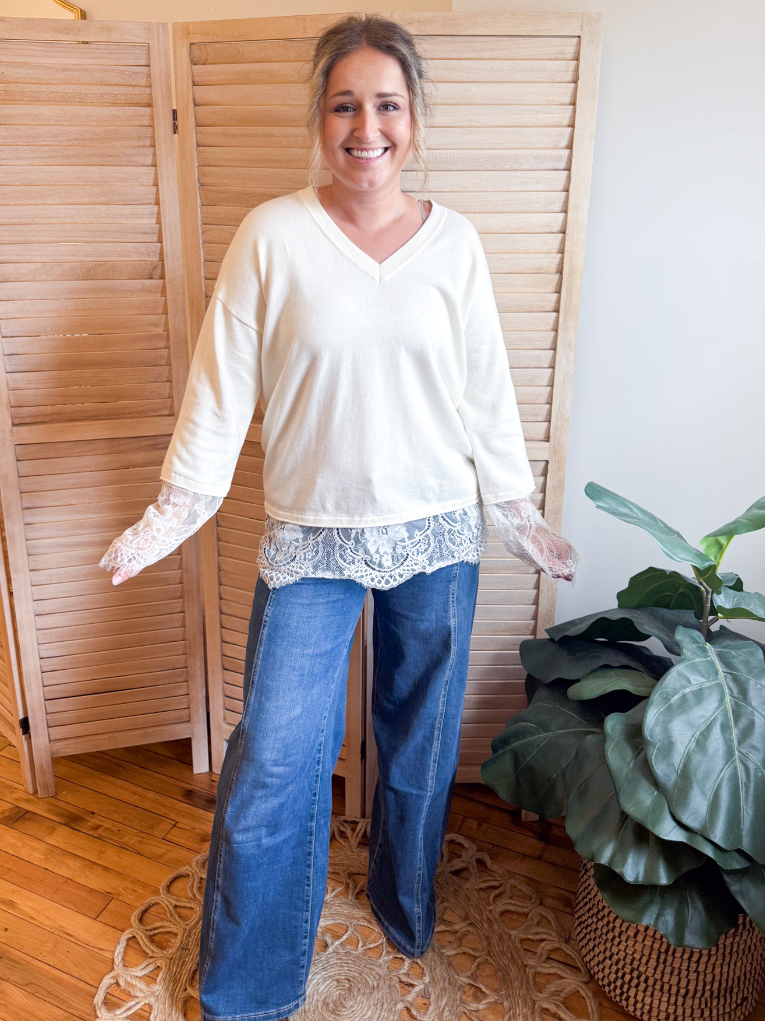 Callan Lace Trim Sweater