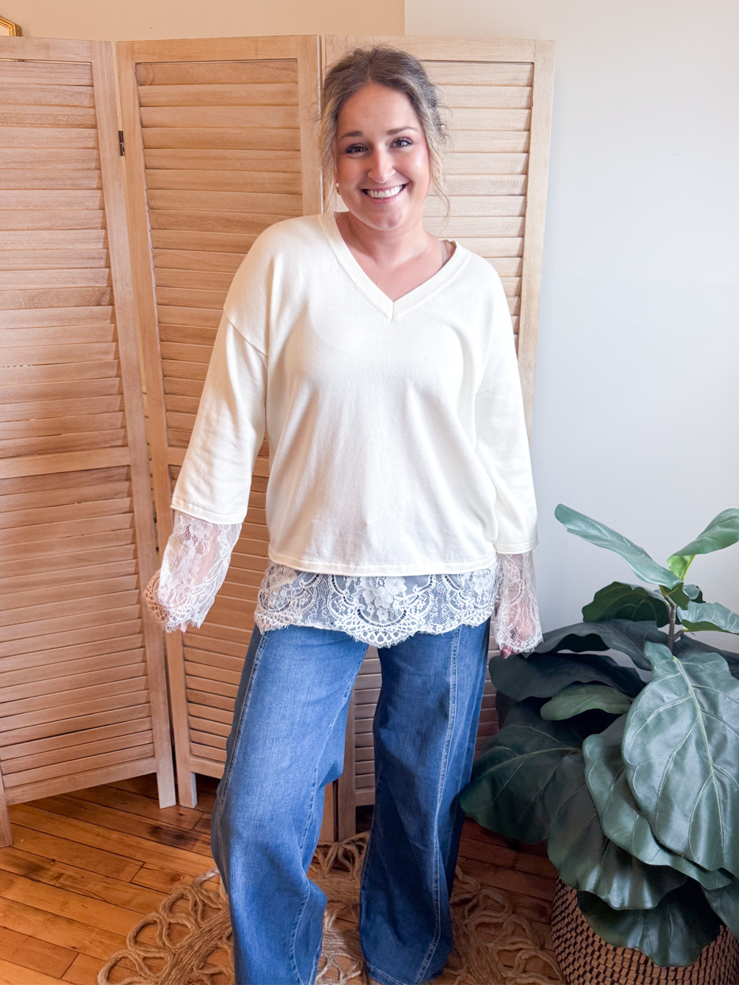 Callan Lace Trim Sweater