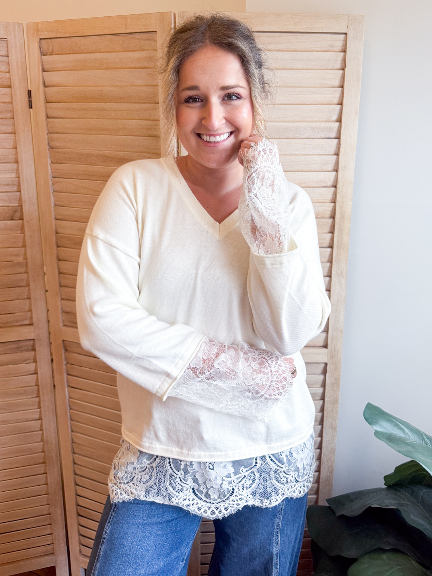Callan Lace Trim Sweater