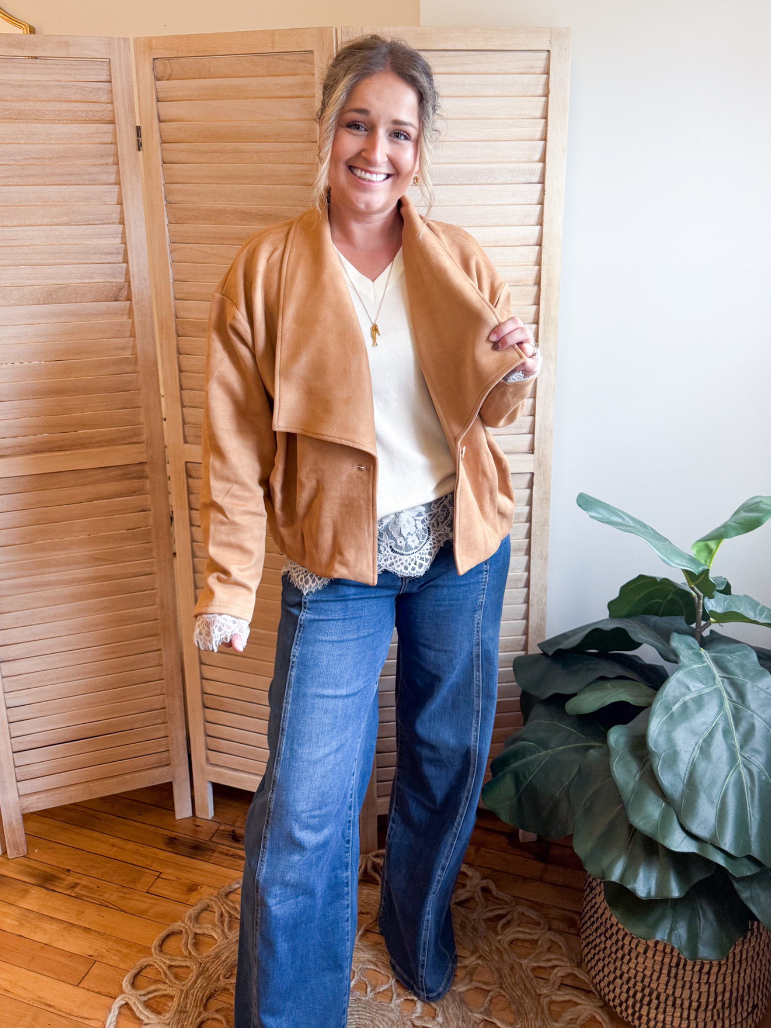 Corrie Bubble Hem Suede Jacket