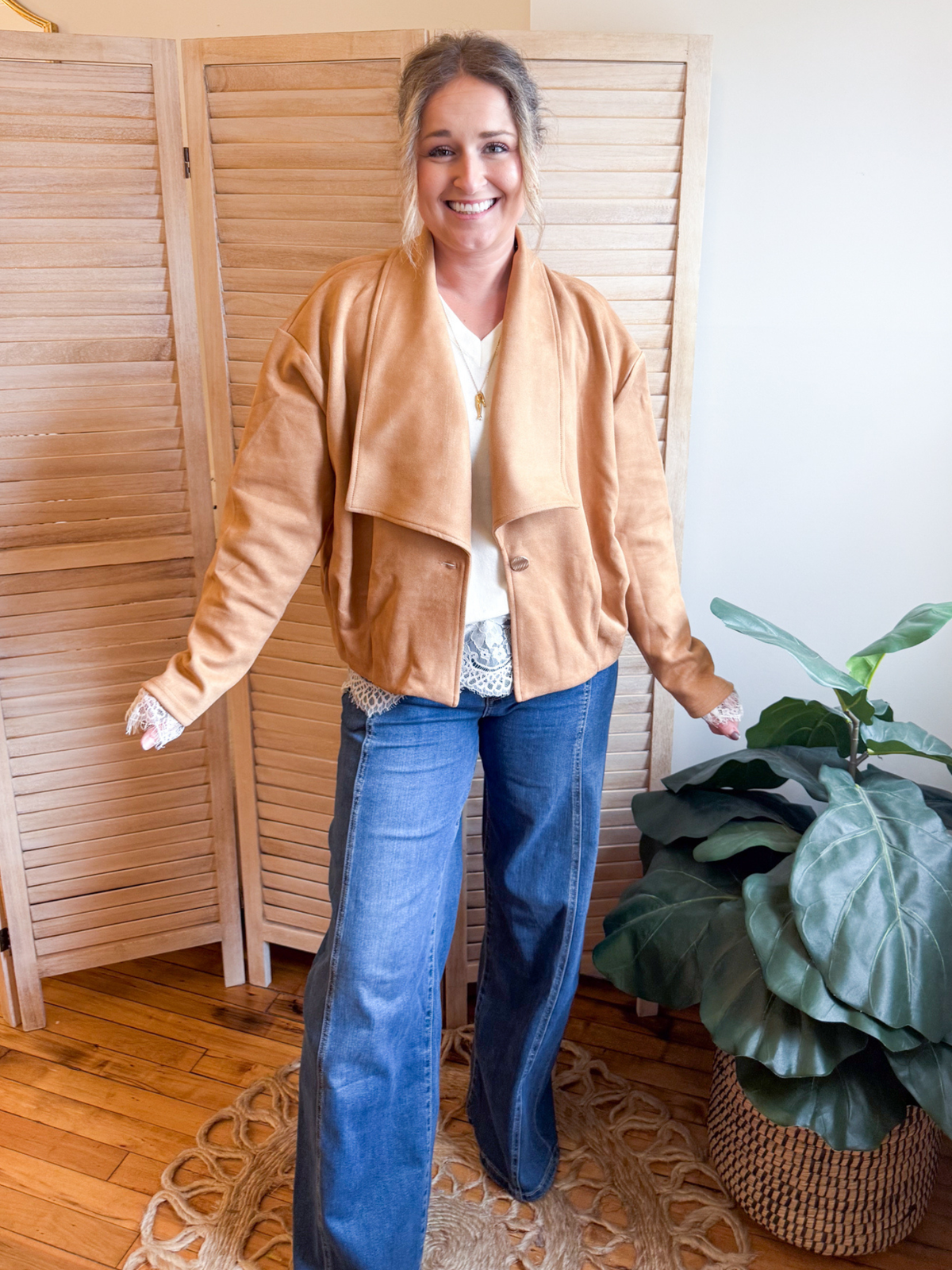 Corrie Bubble Hem Suede Jacket