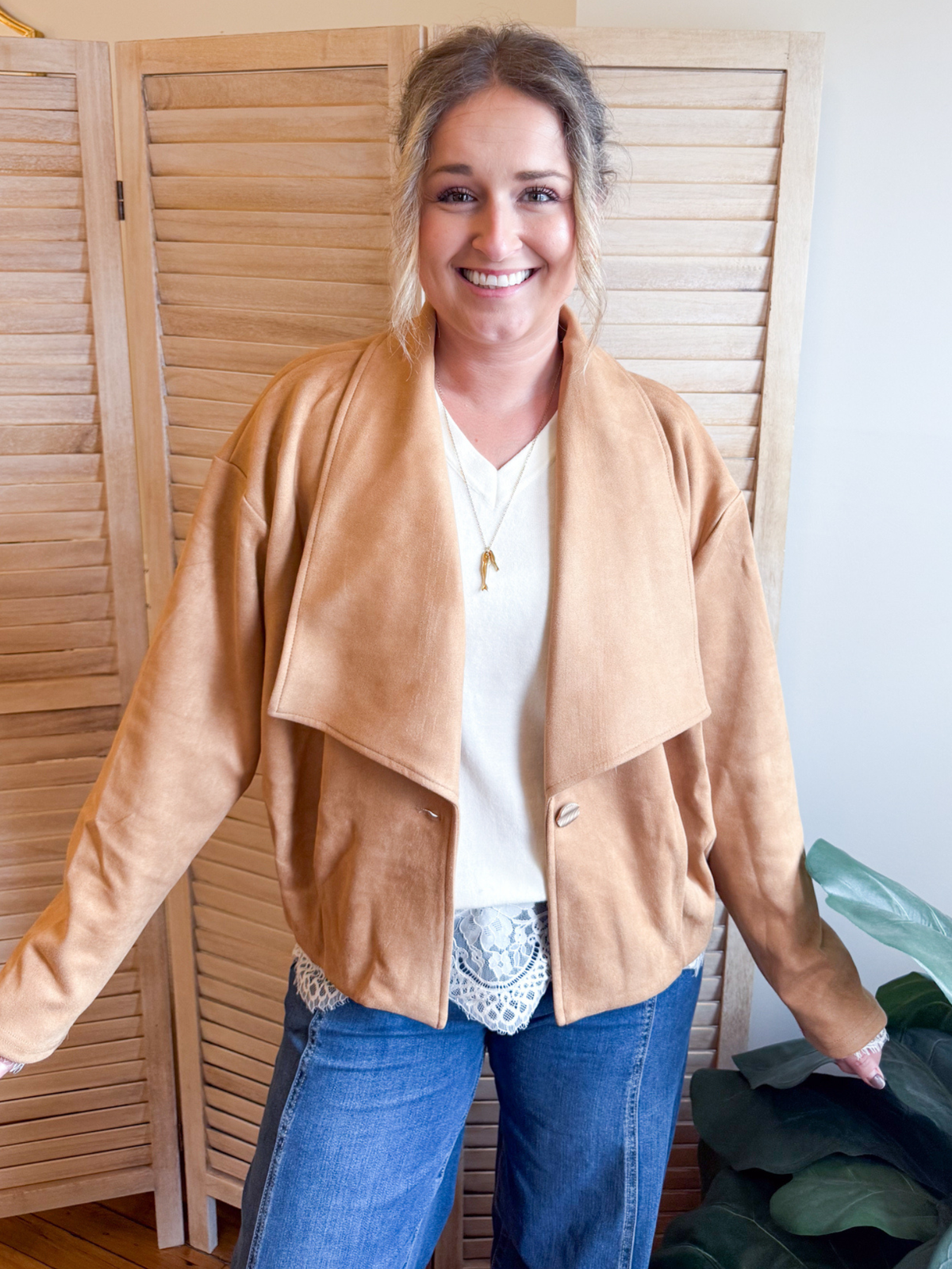 Corrie Bubble Hem Suede Jacket