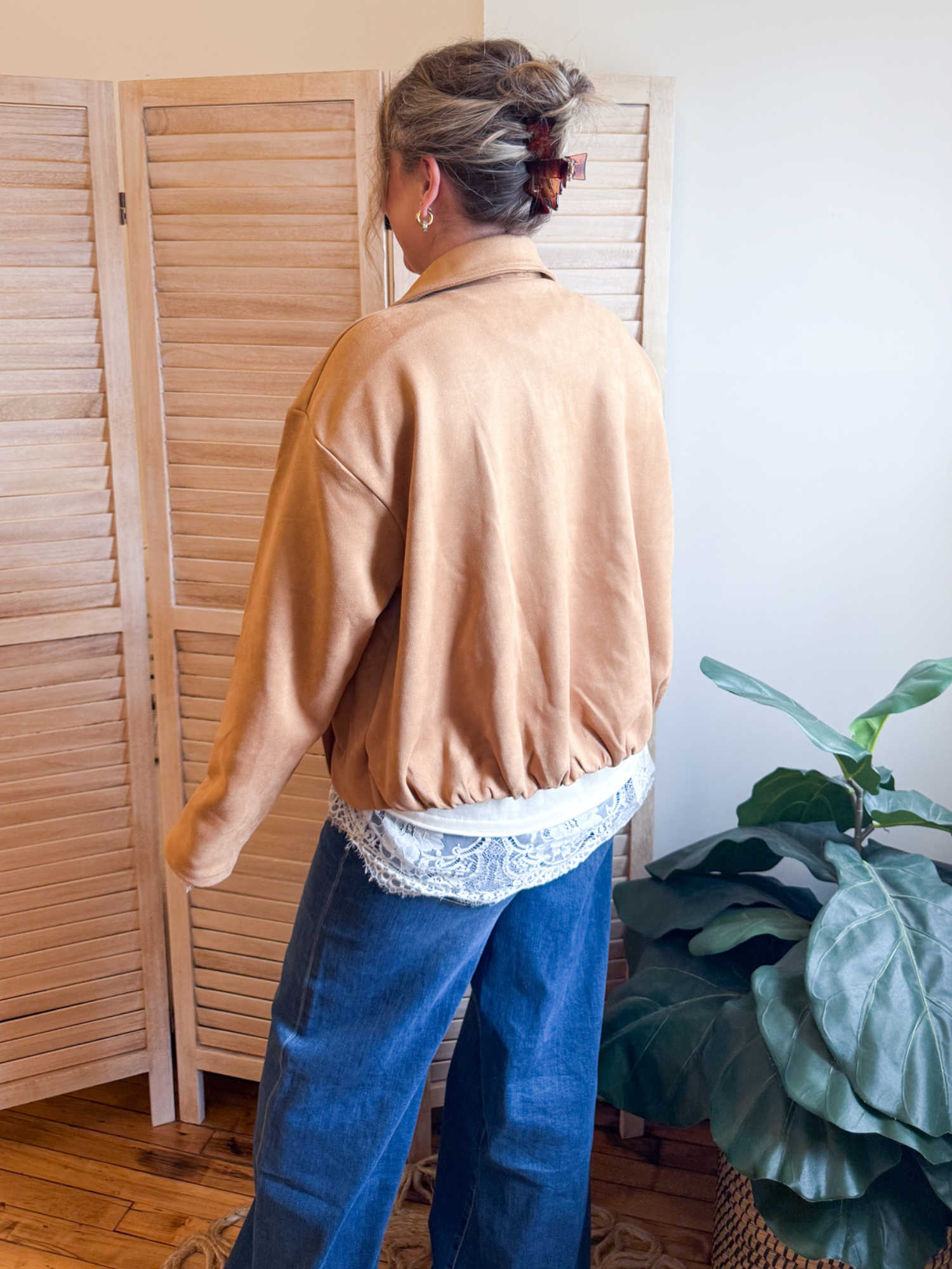 Corrie Bubble Hem Suede Jacket