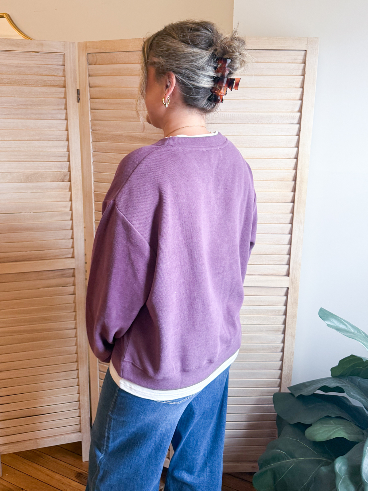 Always On Layered Pullover - Plum