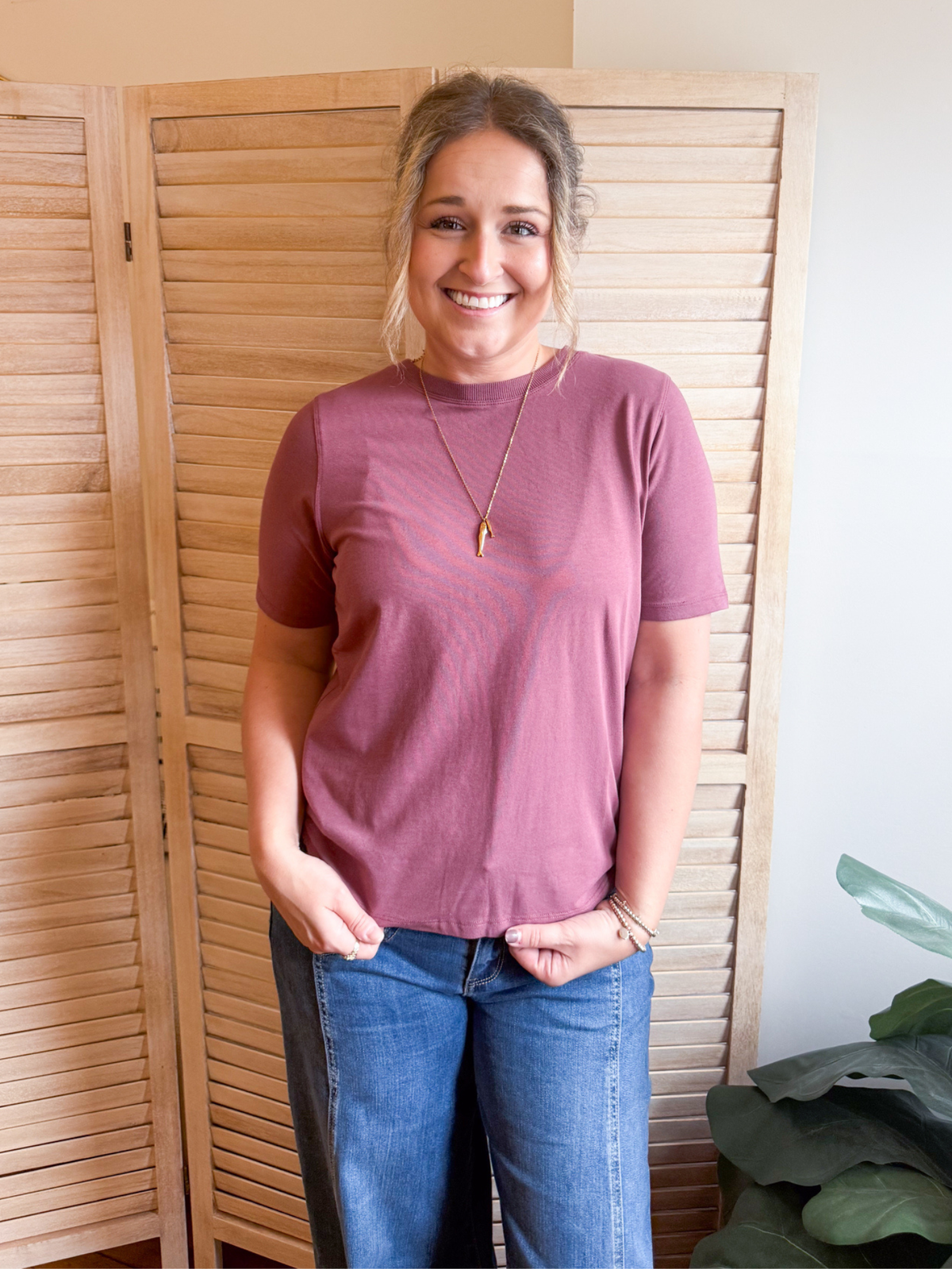 Classic Boxy Fit Tee - Rosewood