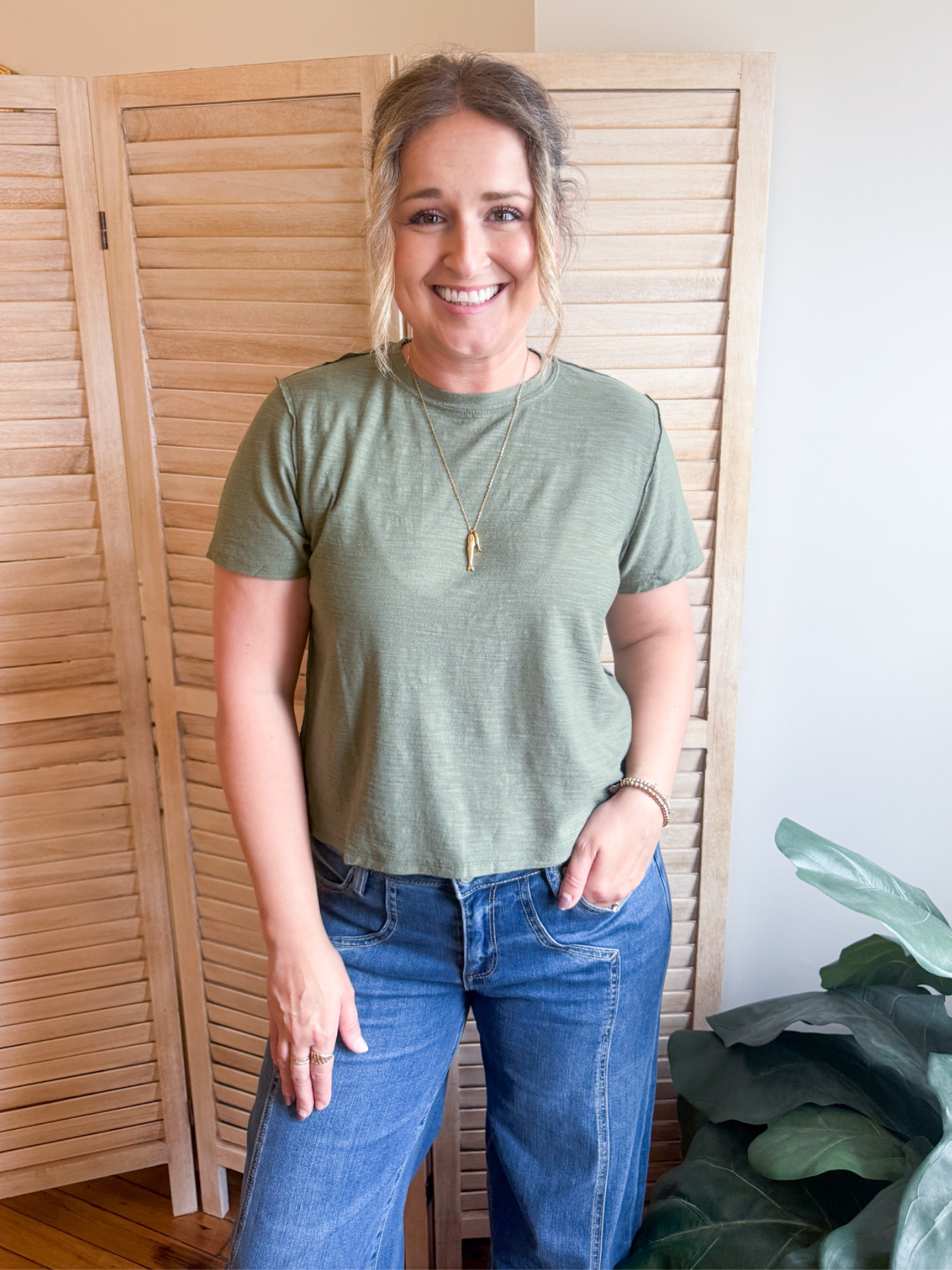 Kourt Short Sleeve Slub Tee - Olive