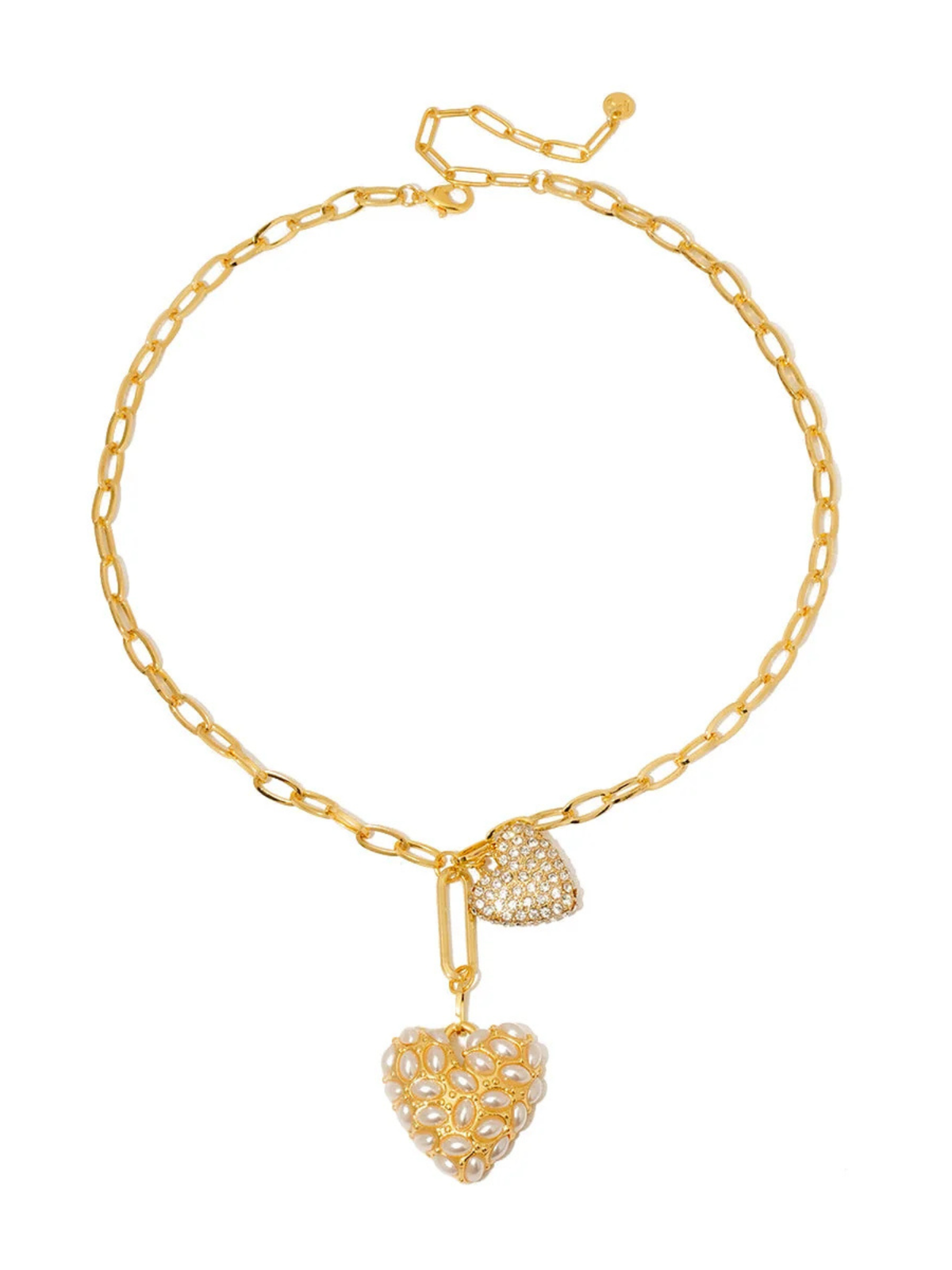 Double Take Pearl Heart Necklace - Waterproof