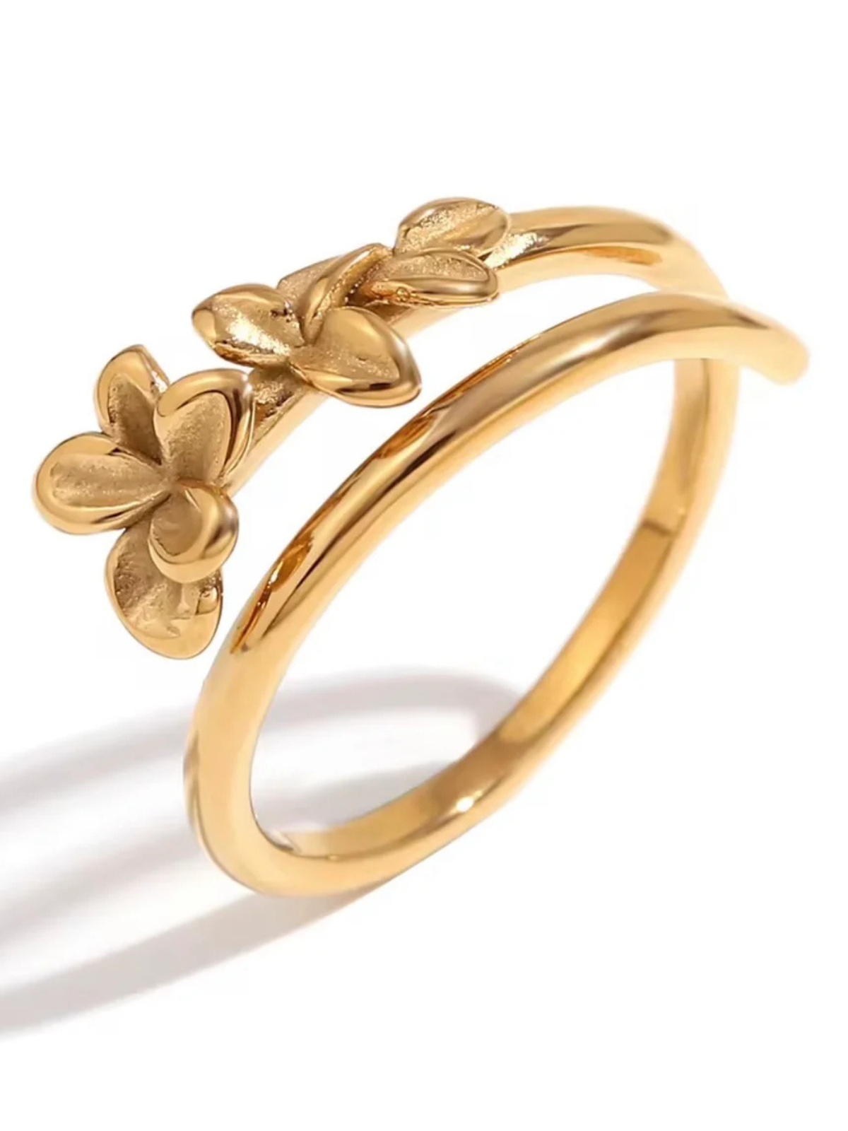 Triple Gold Floral Adjustable Spiral Ring