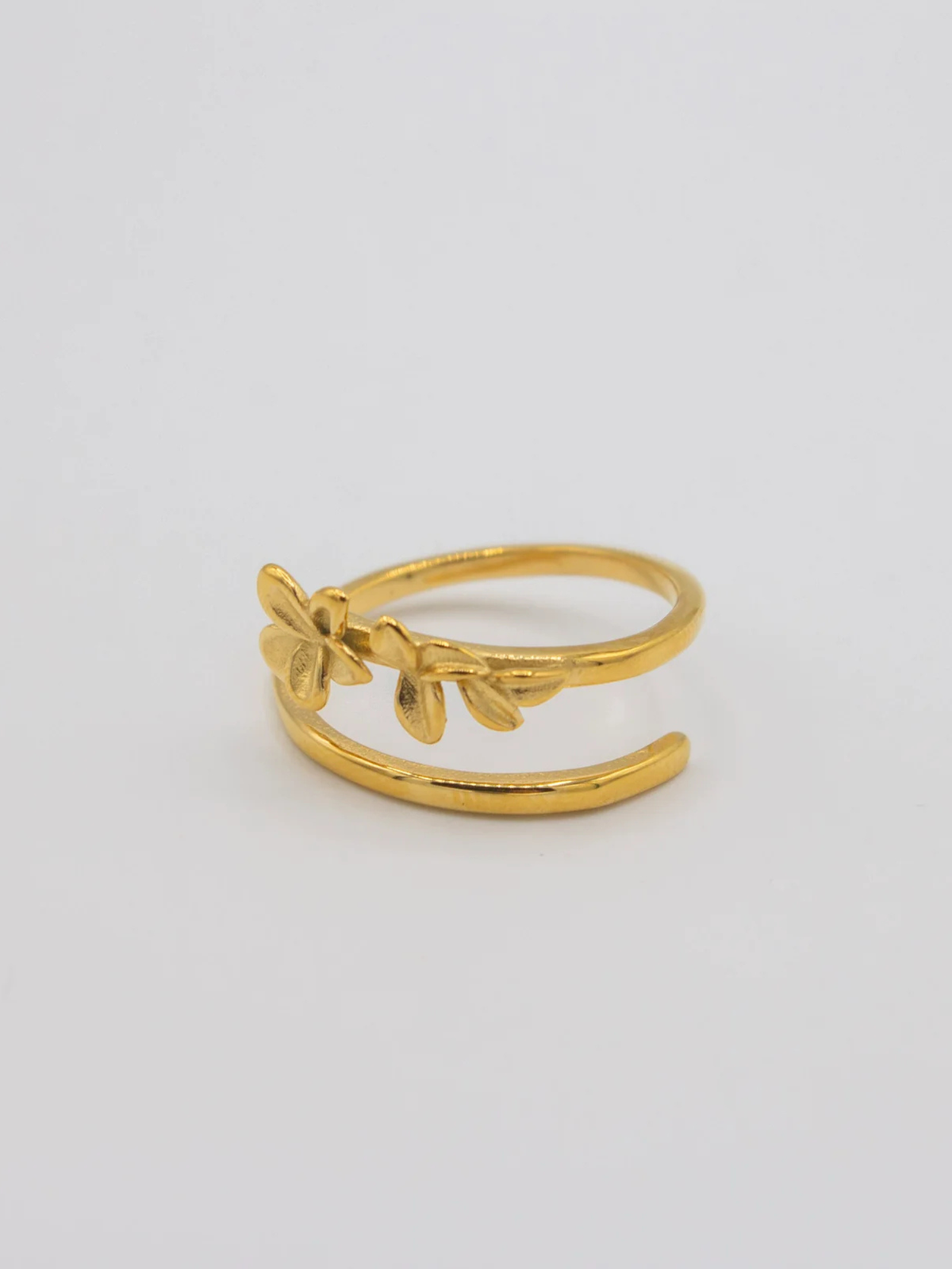 Triple Gold Floral Adjustable Spiral Ring