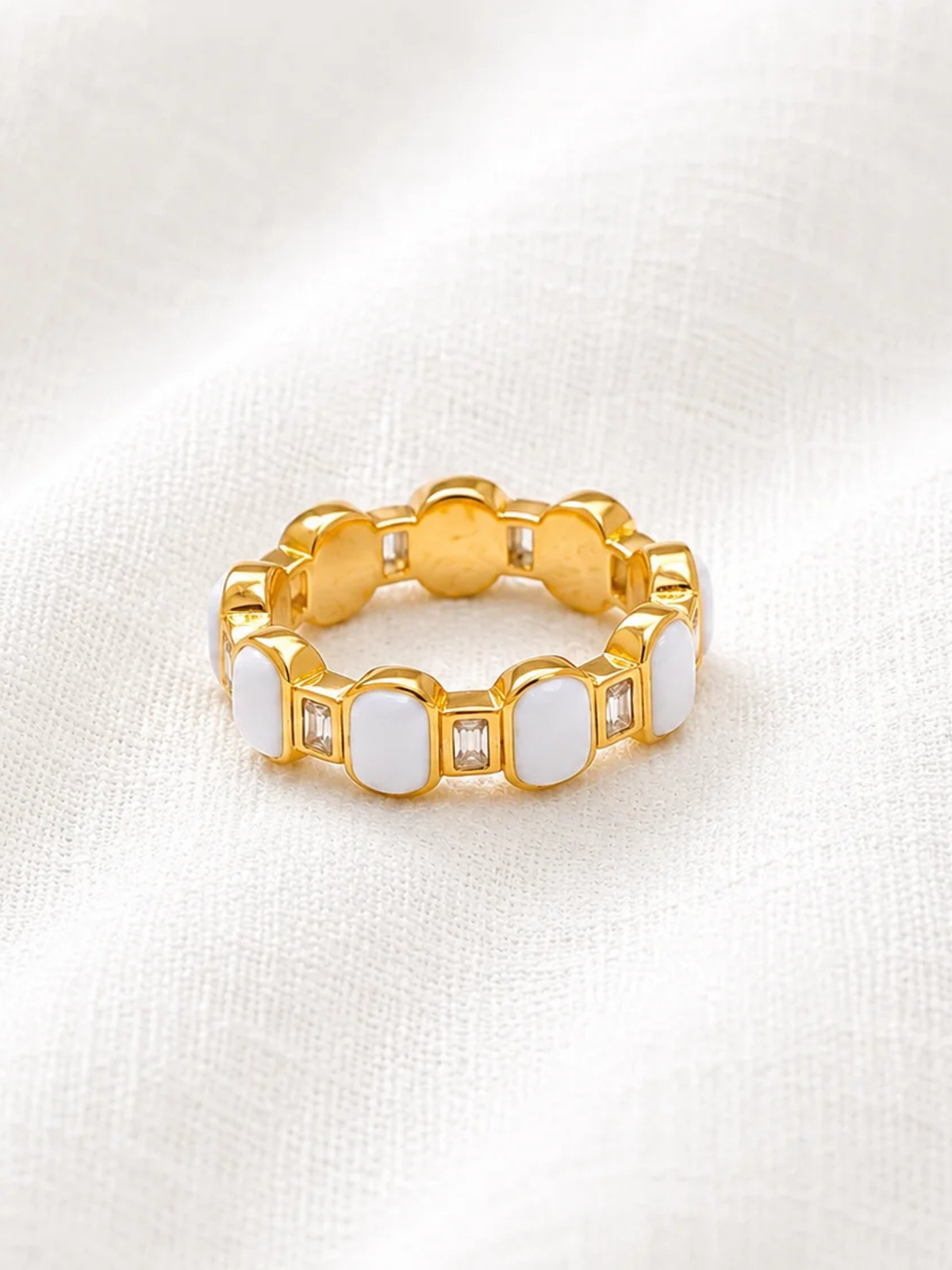 White Baguette CZ Ring