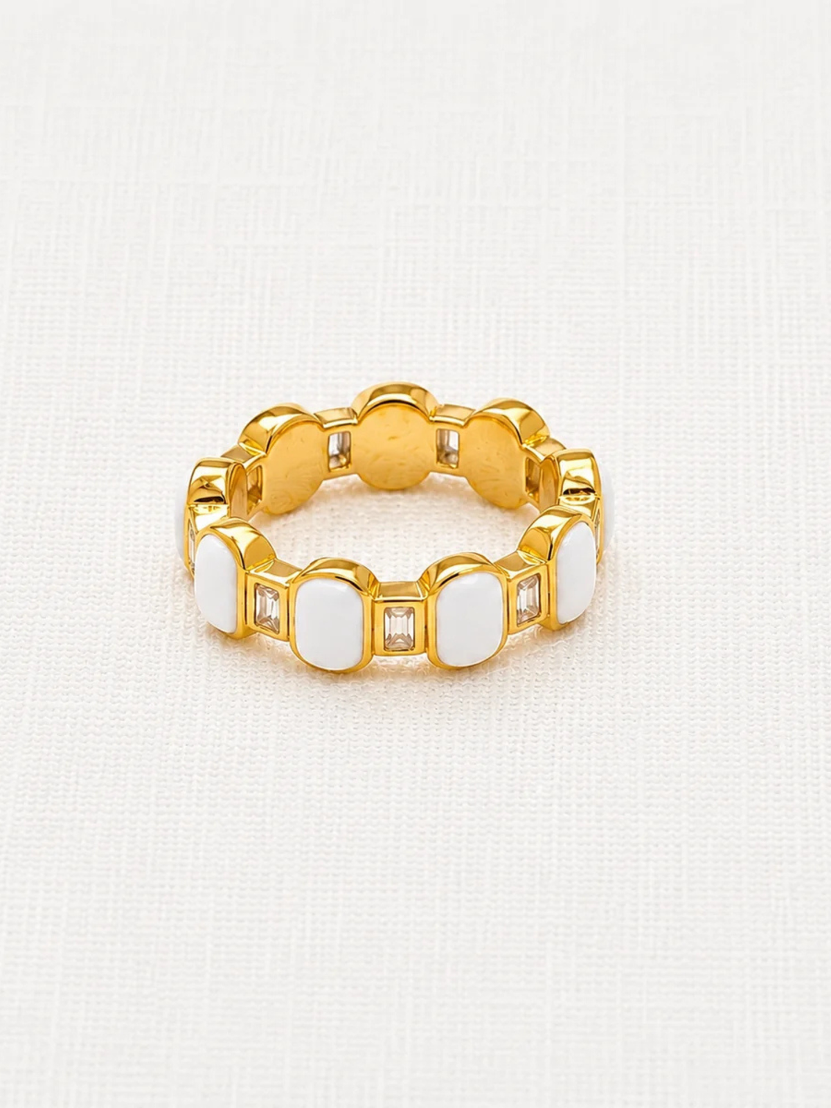 White Baguette CZ Ring