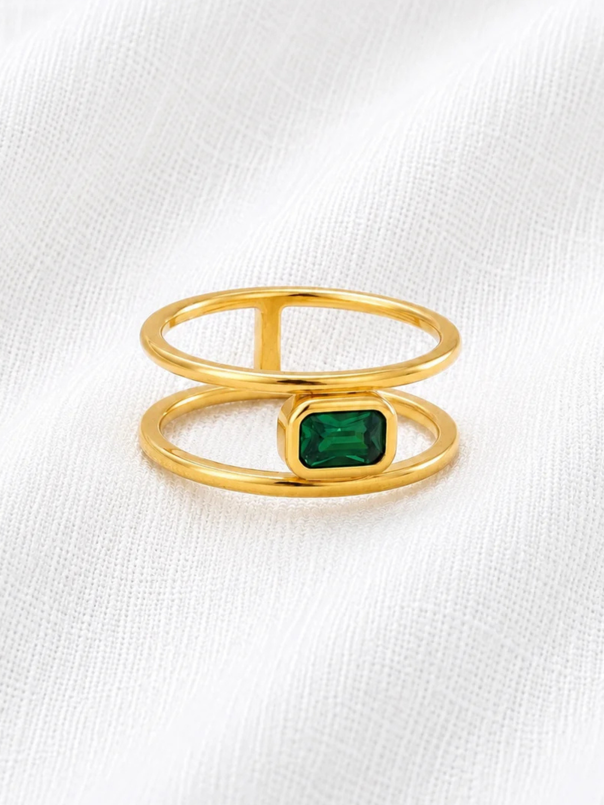 Emerald Double Band Ring