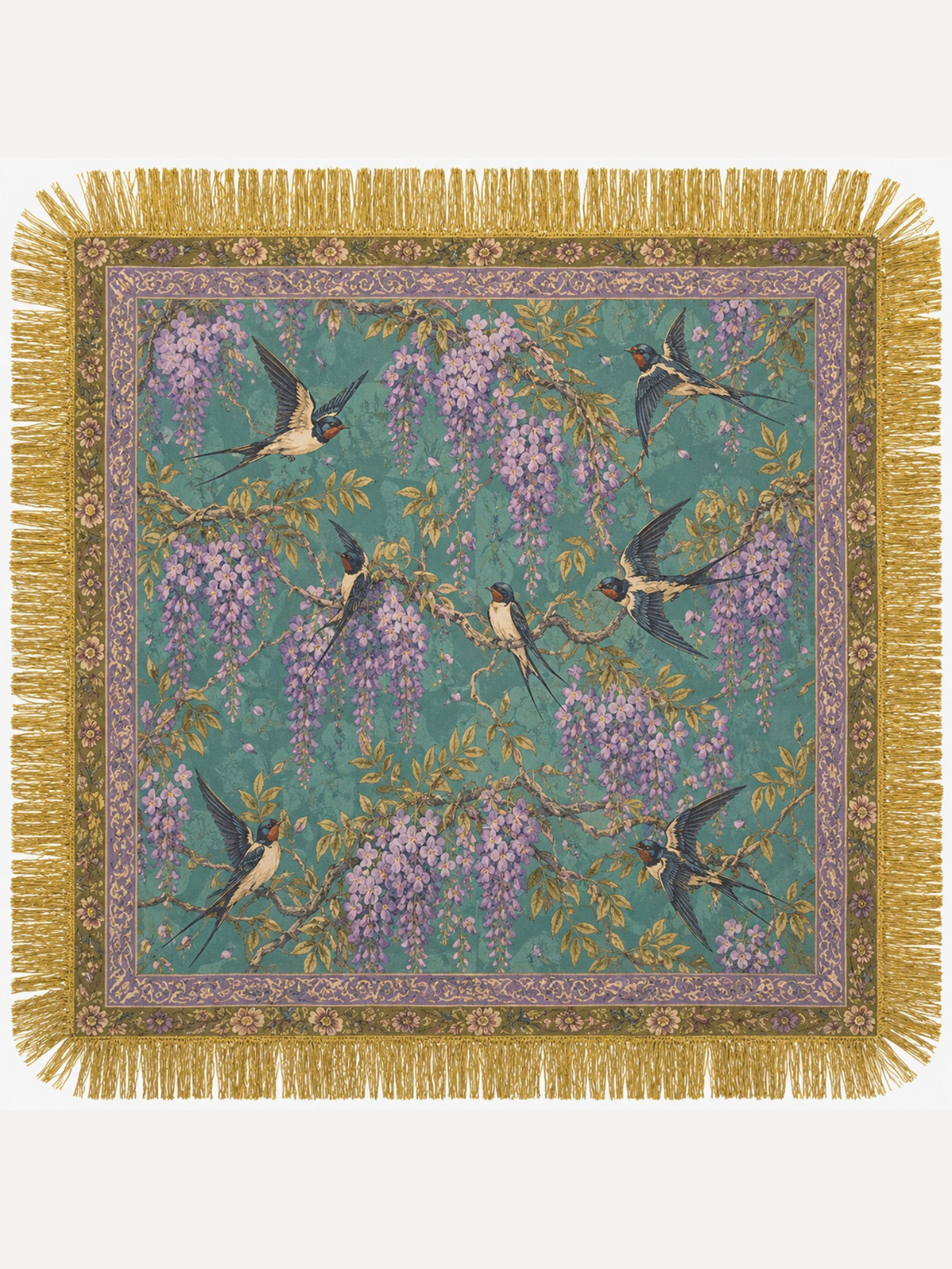 Satin Fringe Square Scarf - Lilac (PREORDER)