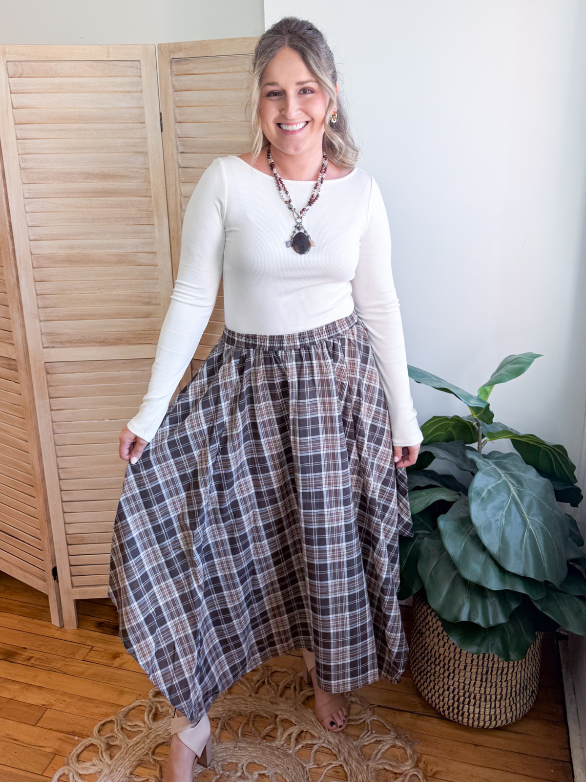 Lottie Plaid Midi Skirt