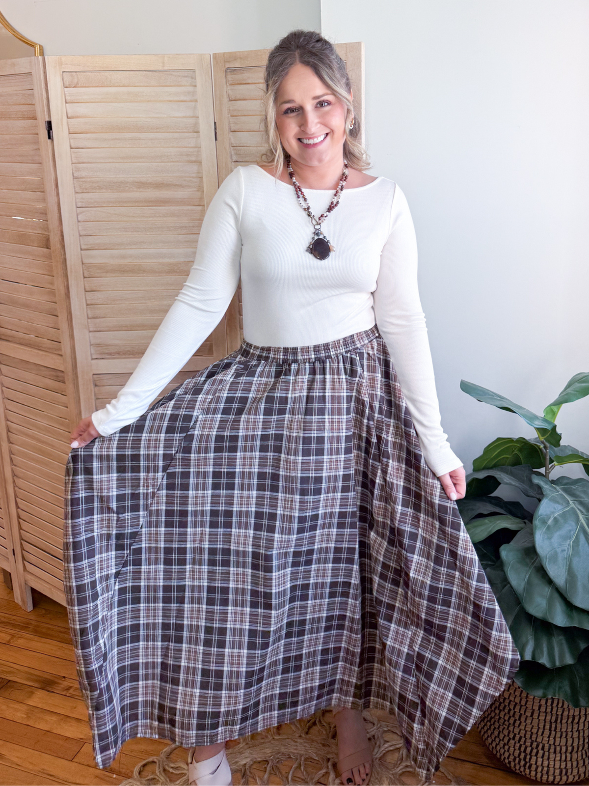 Lottie Plaid Midi Skirt