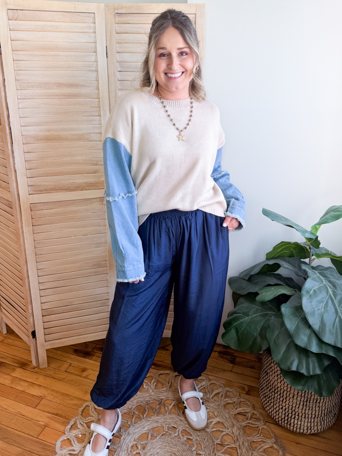 Brynn Denim Contrast Sweater