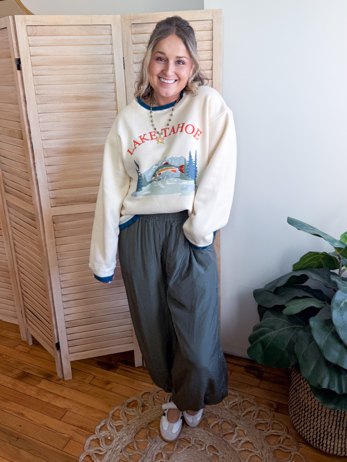 Tayla Airy Balloon Pants - Olive