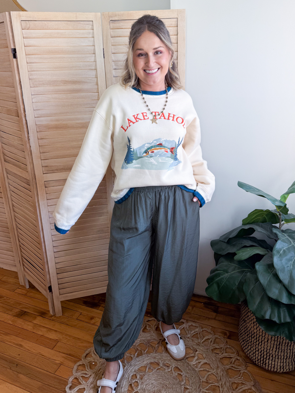 Tayla Airy Balloon Pants - Olive