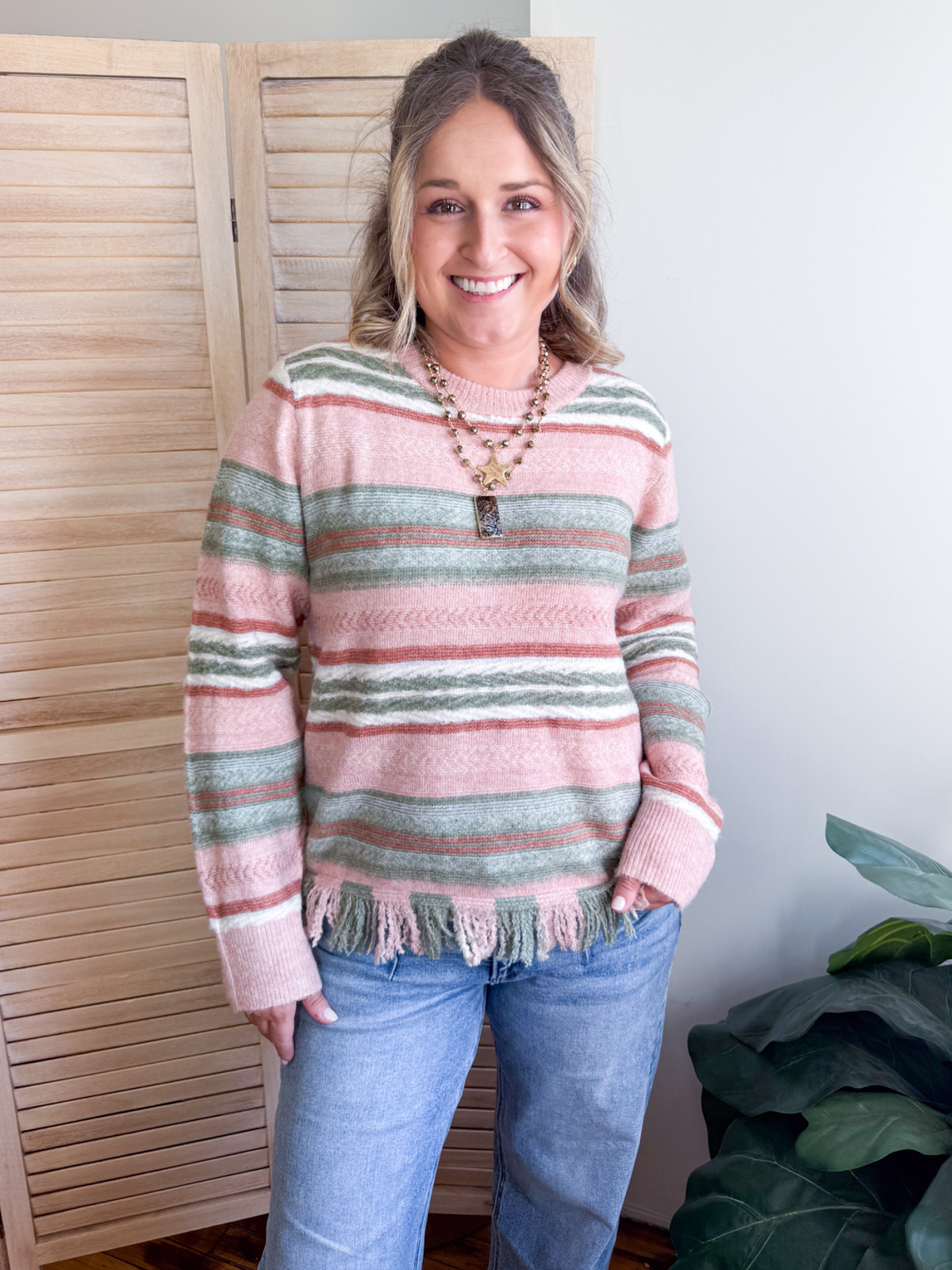 Adair Striped Fringe Sweater