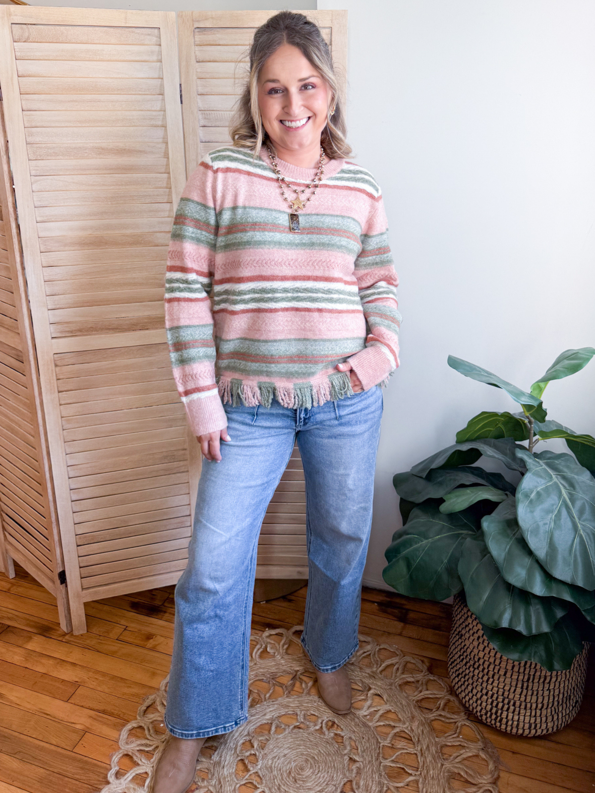 Adair Striped Fringe Sweater