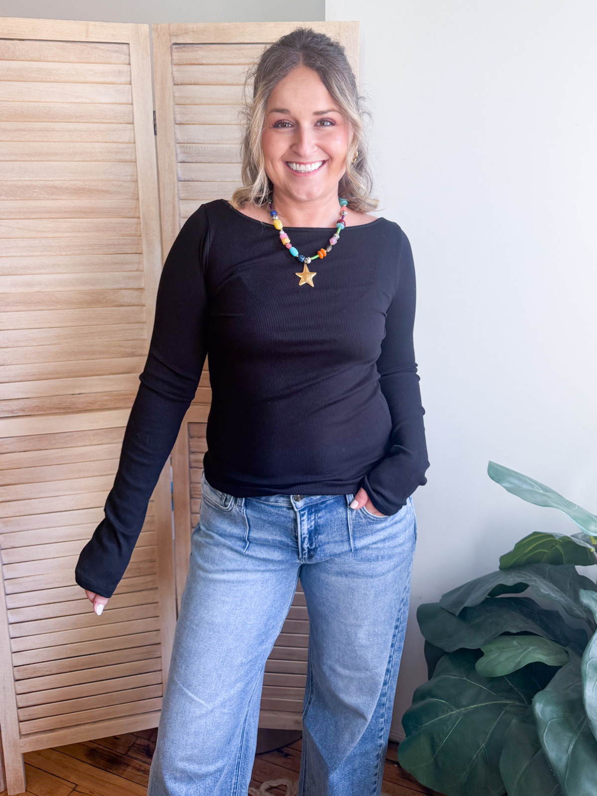 Barely There Micro Rib Long Sleeve - Black