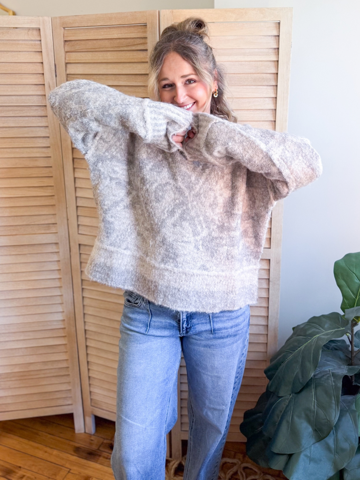Andie Geometric Raw Edge Sweater