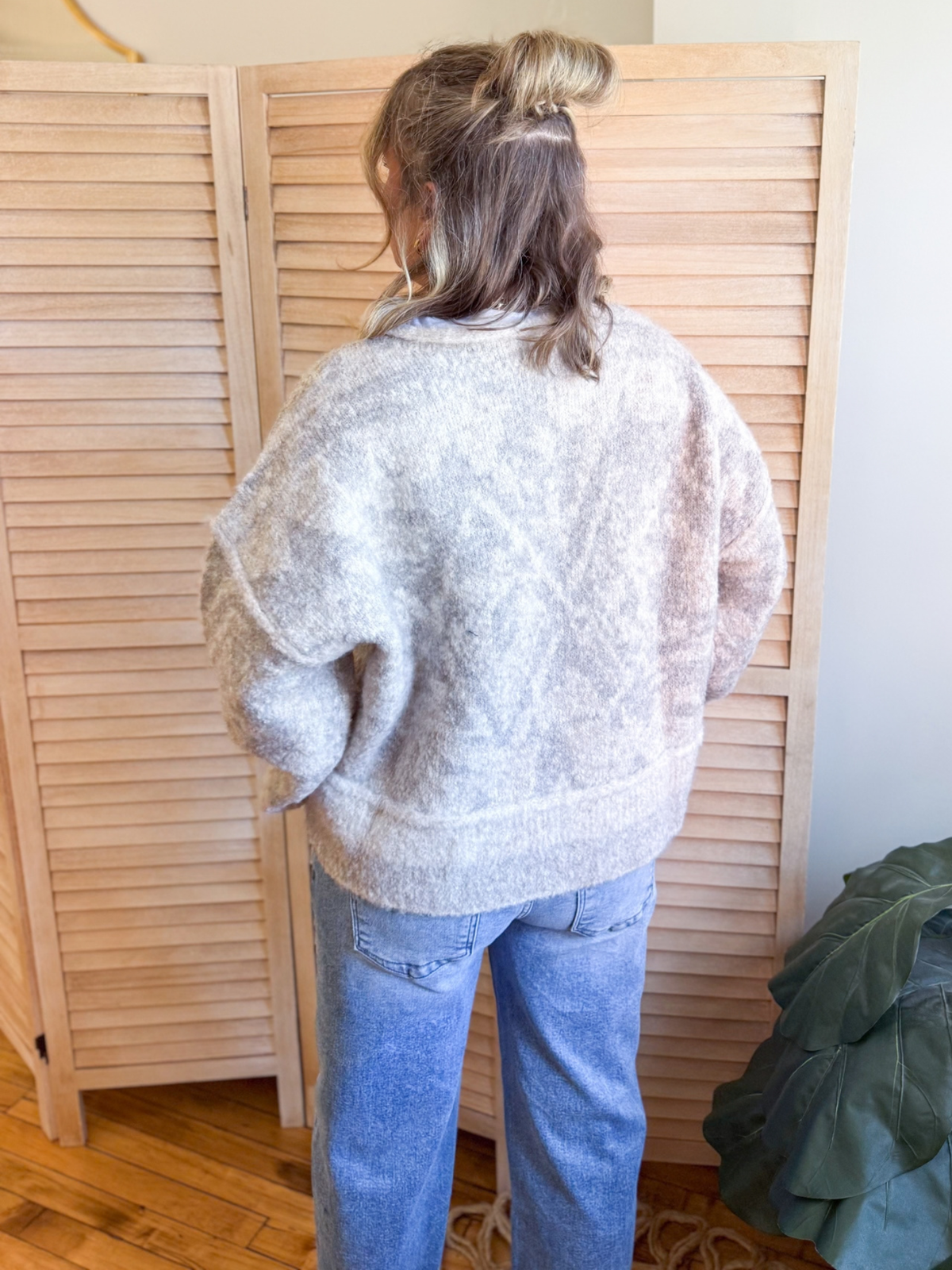 Andie Geometric Raw Edge Sweater