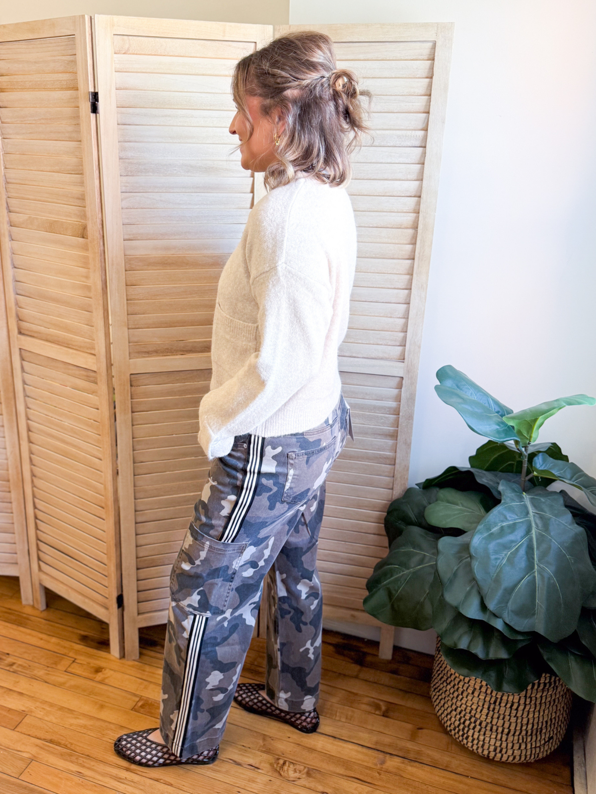 High Rise Wide Leg Camo Pants - The Collective Rose