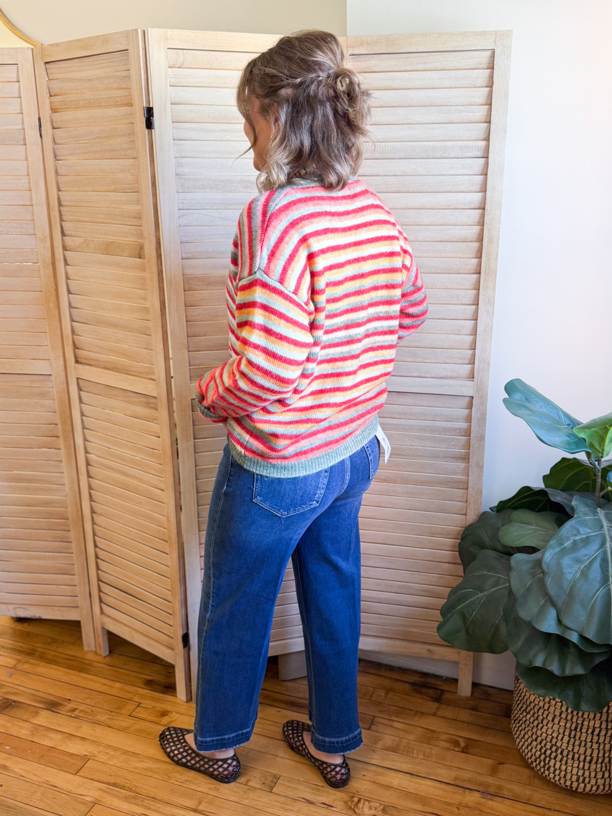 Candy Apple Striped Button Down Cardigan