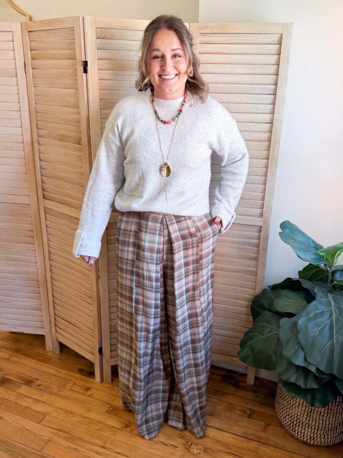 Dena Plaid Wide Leg Pants