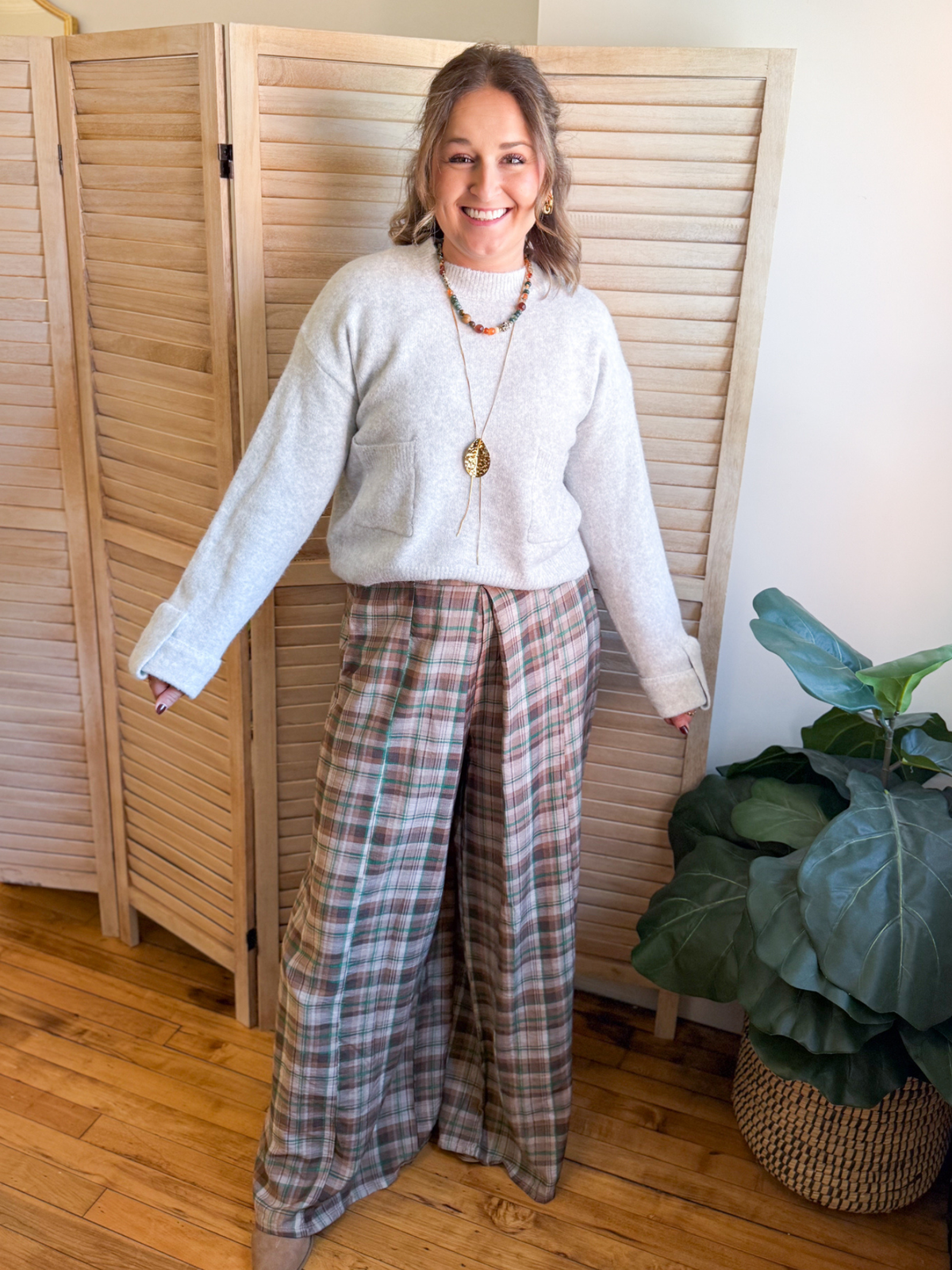 Dena Plaid Wide Leg Pants