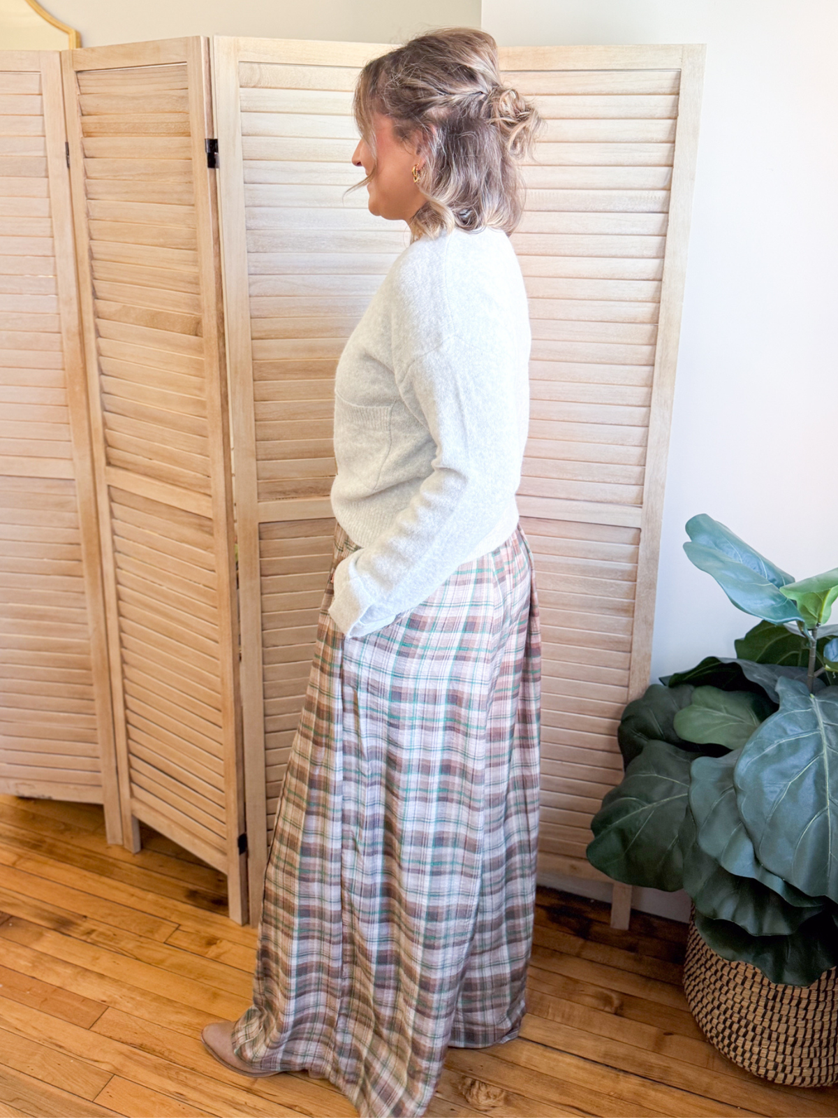 Dena Plaid Wide Leg Pants
