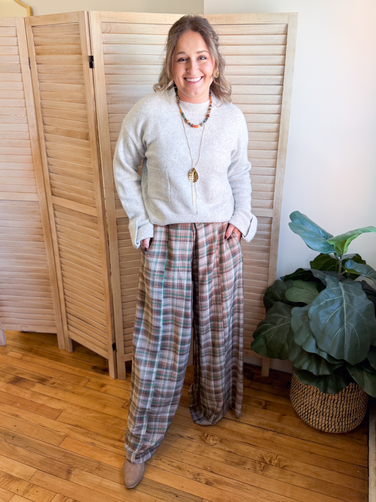 Dena Plaid Wide Leg Pants