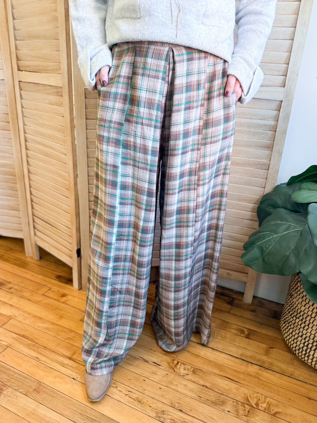 Dena Plaid Wide Leg Pants