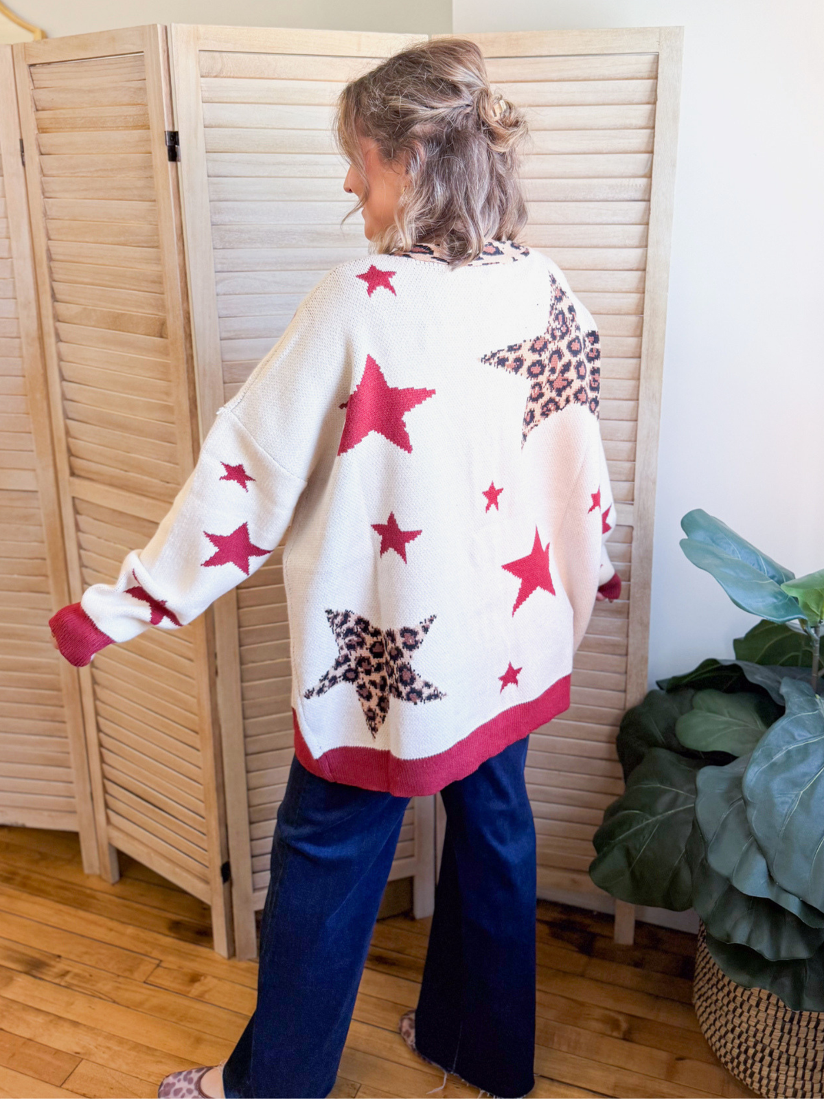 Leopard Star Button Down Cardigan