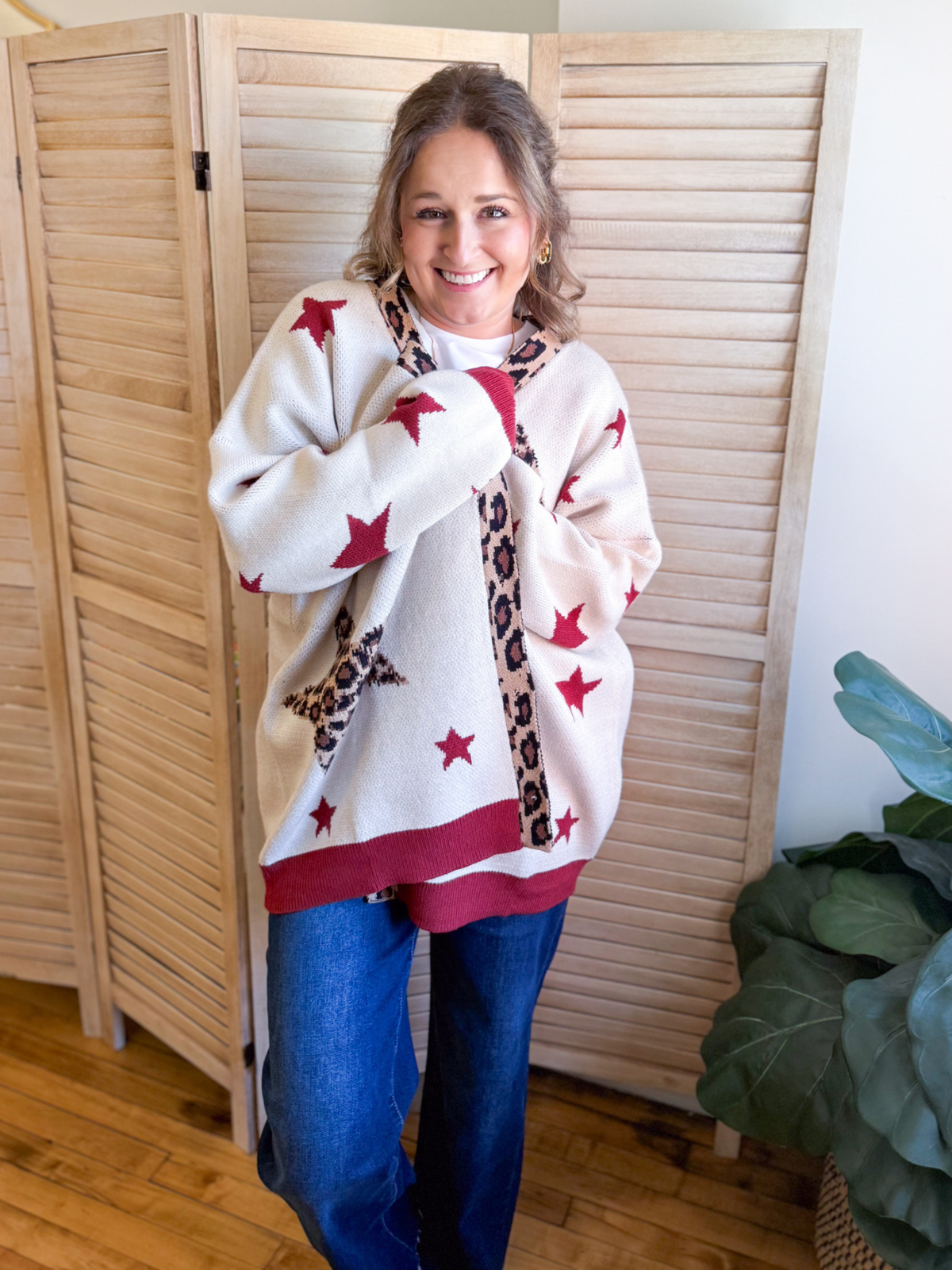 Leopard Star Button Down Cardigan