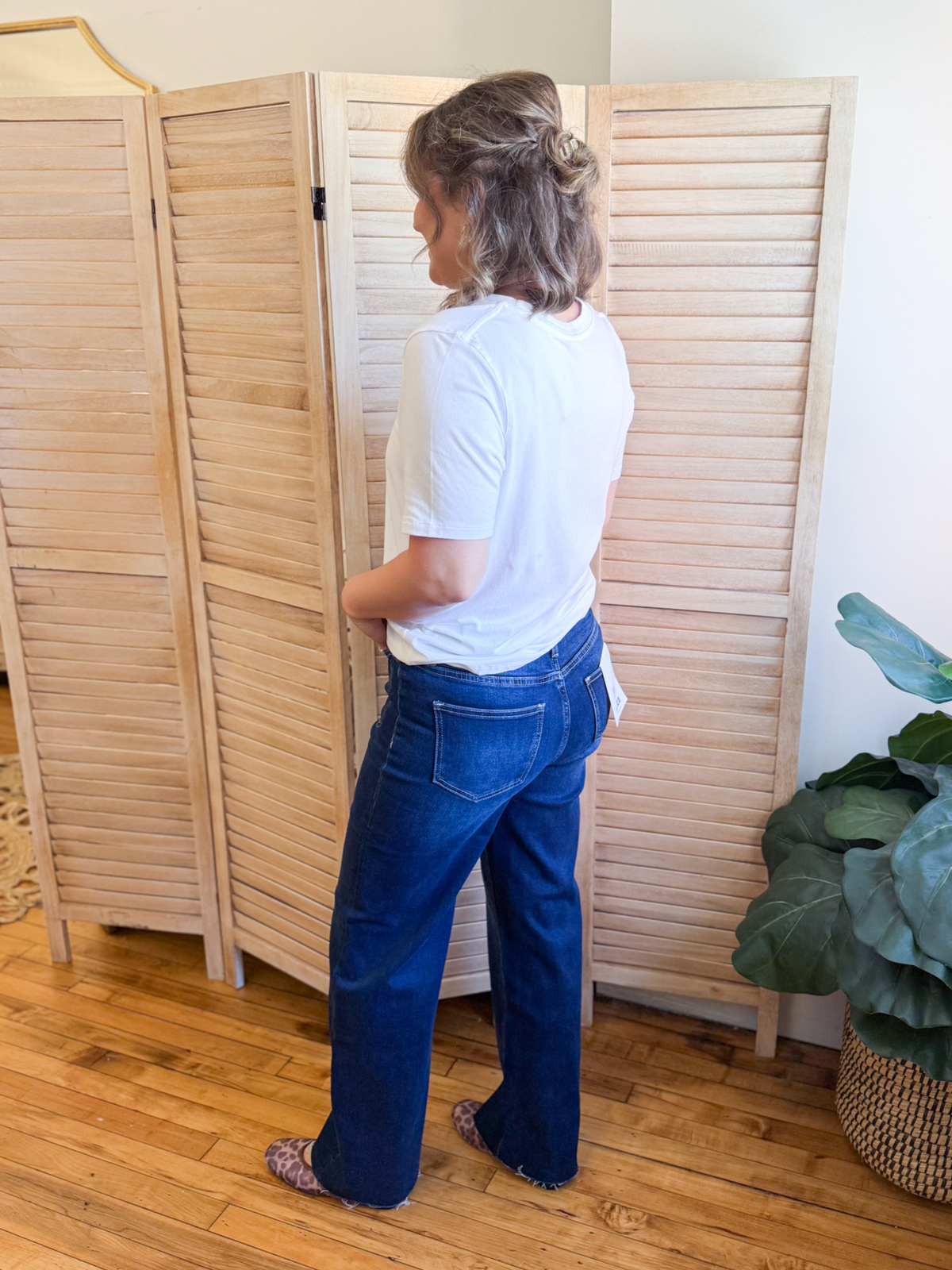 High Rise Wide Leg Raw Hem Jeans