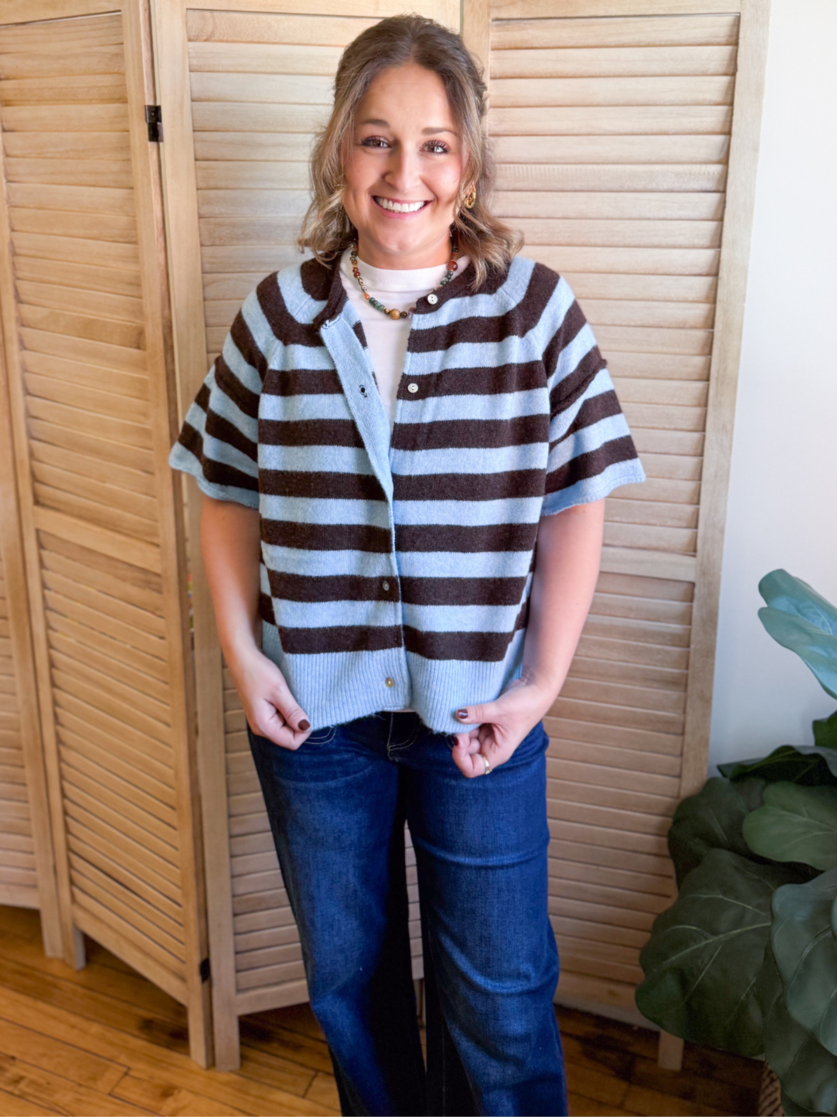 Bowen Striped Short Sleeve Cardigan