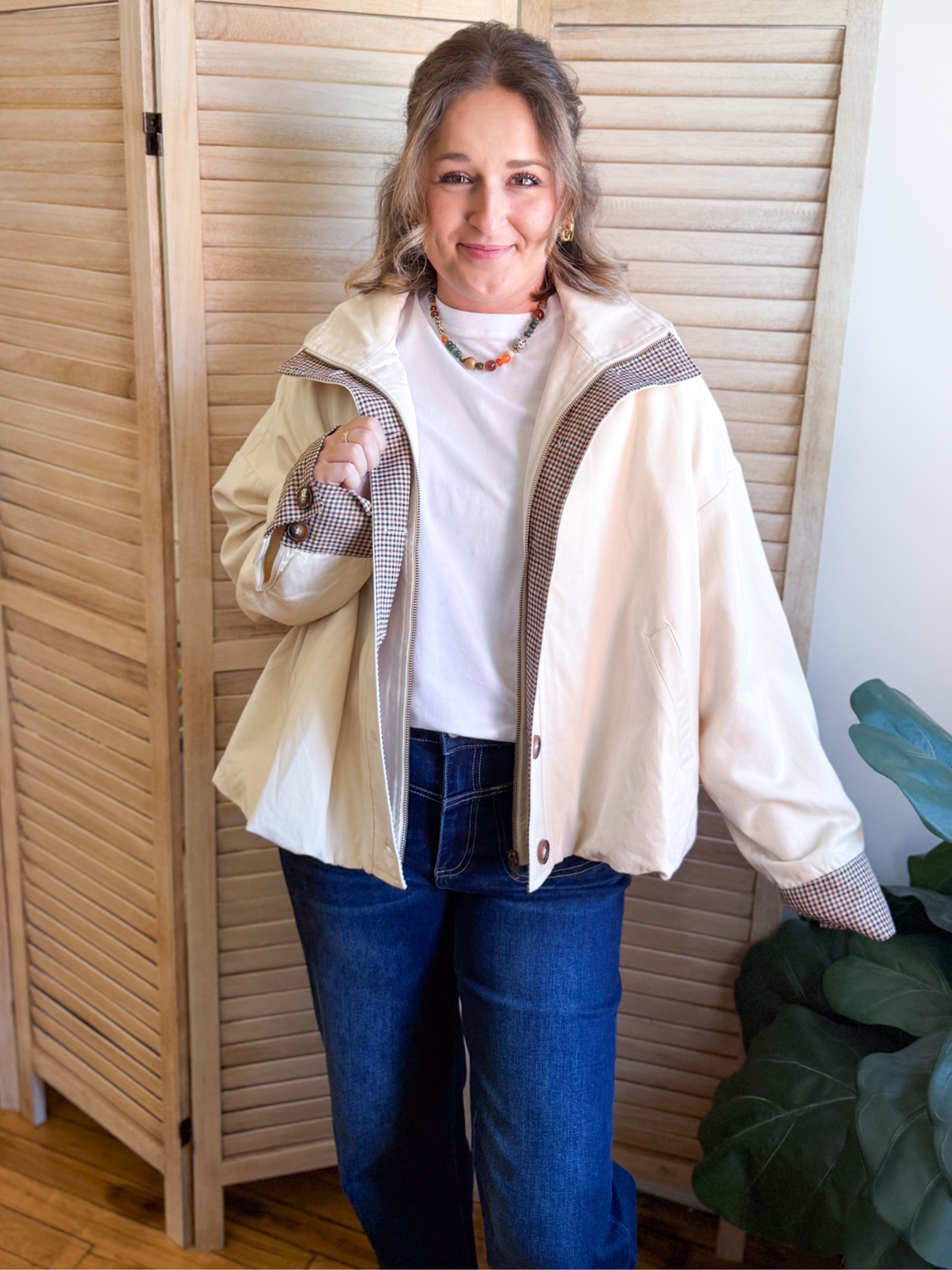 London Bubble Hem Houndstooth Contrast Coat